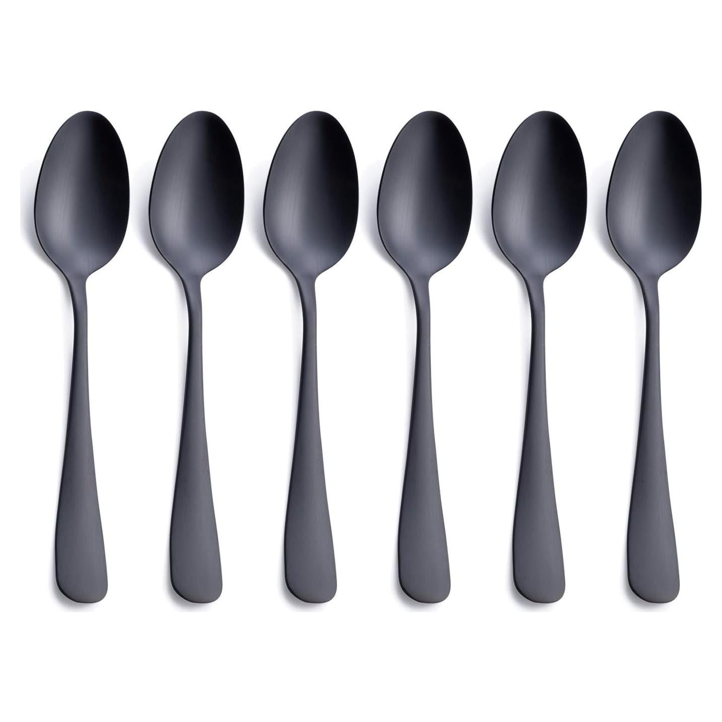 Juego de 6 Cucharas de Postre GoGeiLi Acero Inoxidable Negro Mate
