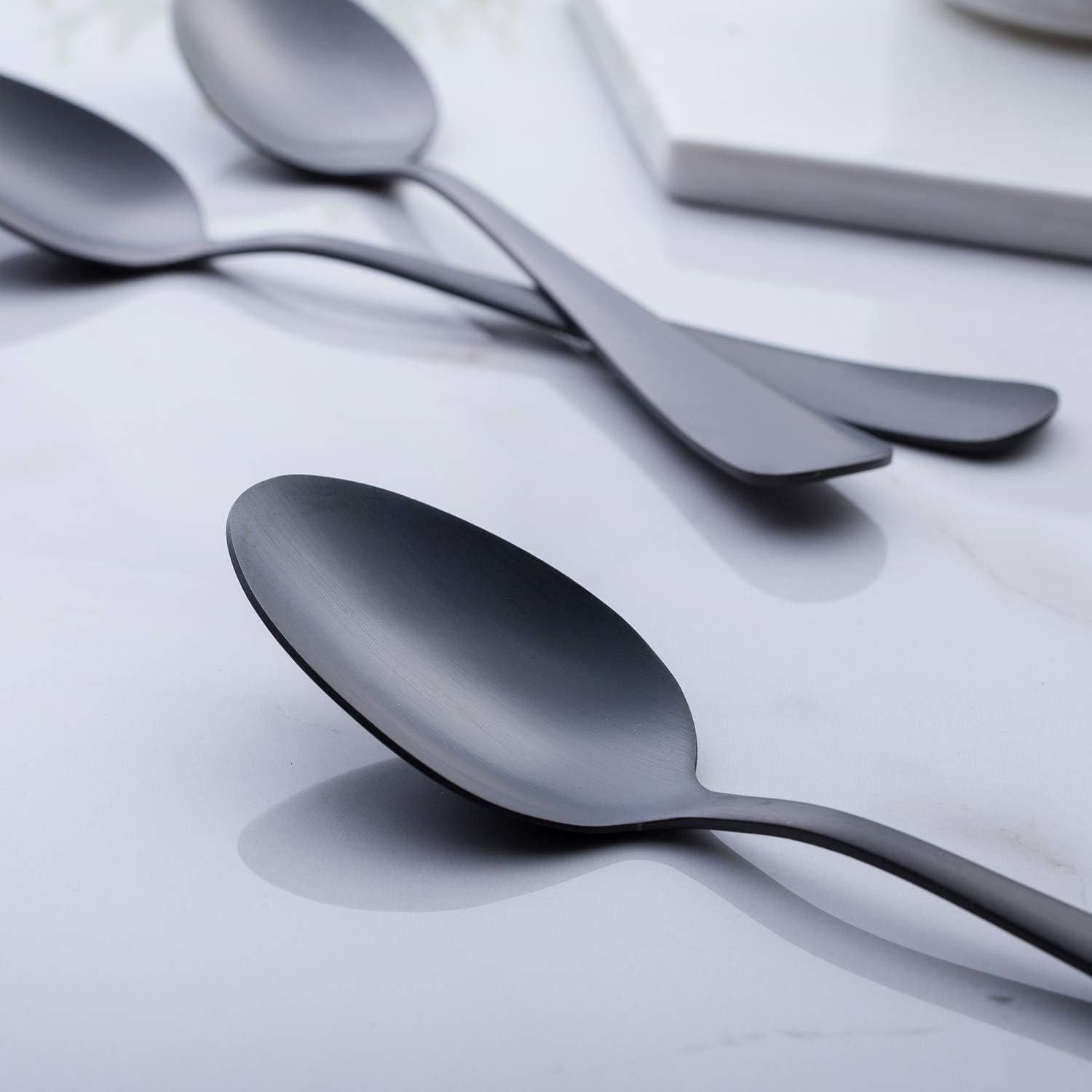 Juego de 6 Cucharas de Postre GoGeiLi Acero Inoxidable Negro Mate