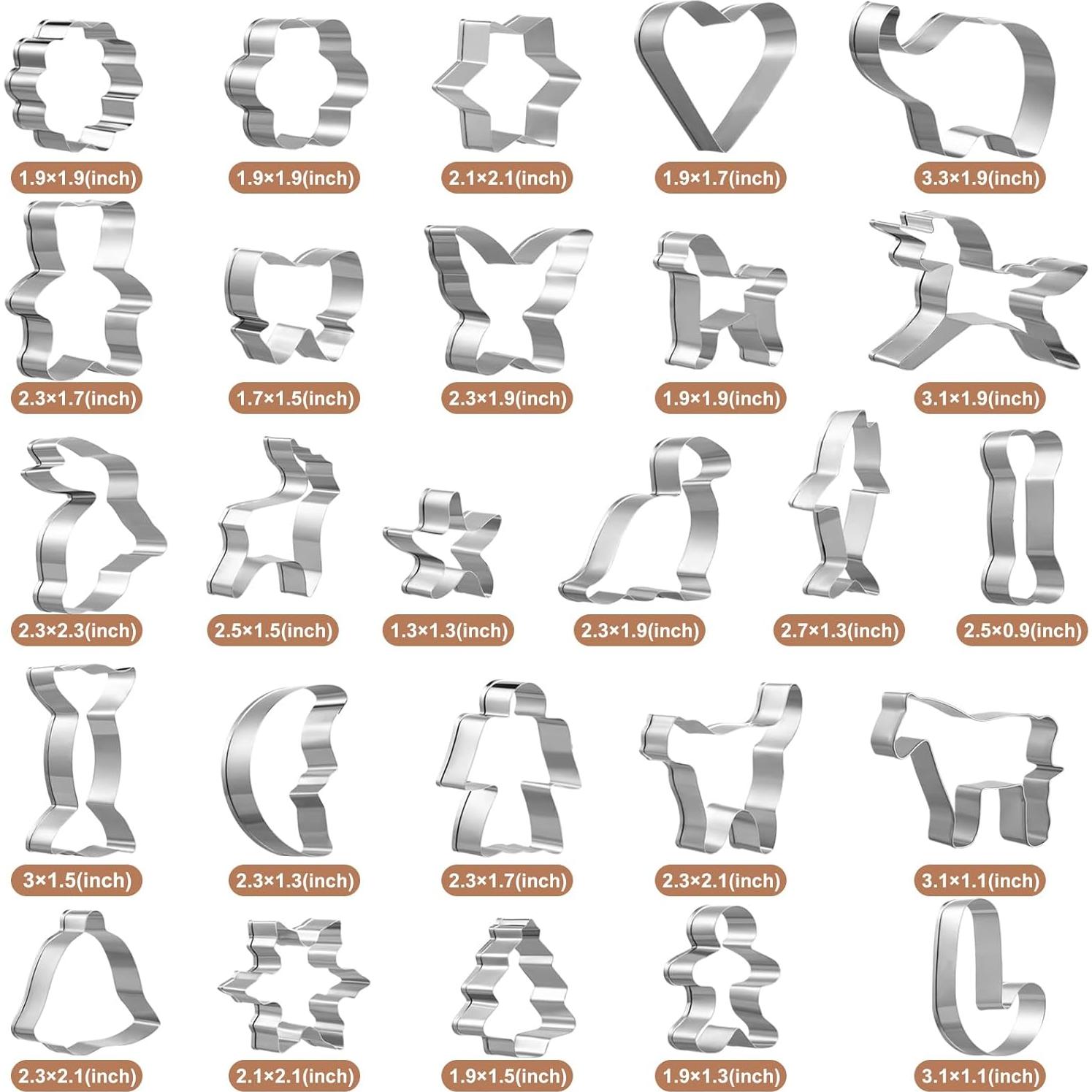 Juego de Cortadores de Galletas GWHOLE 26 Pcs Acero Inoxidable