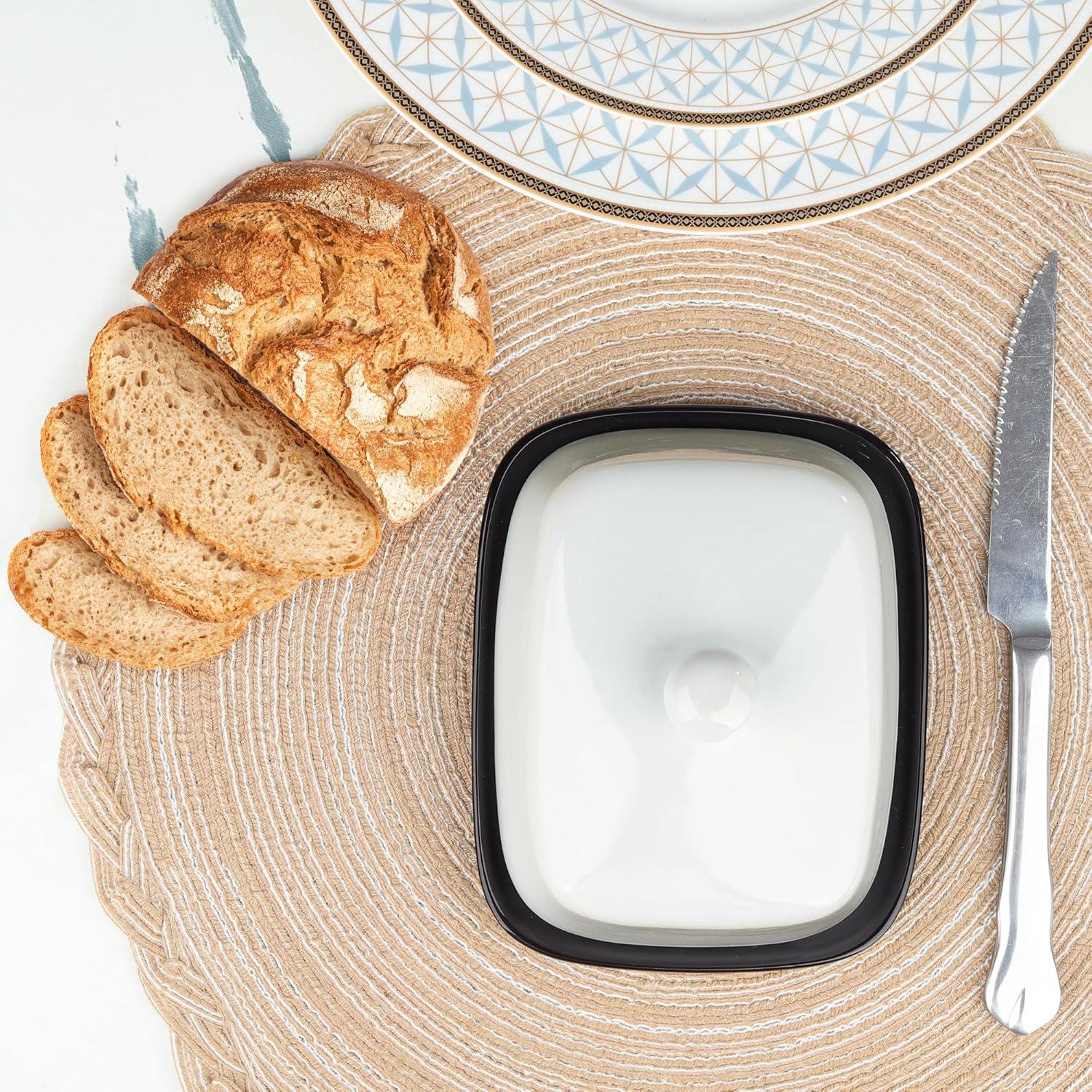 Plato de Mantequilla Cerámica Fangkuai Negro y Blanco 16.5x13.3cm