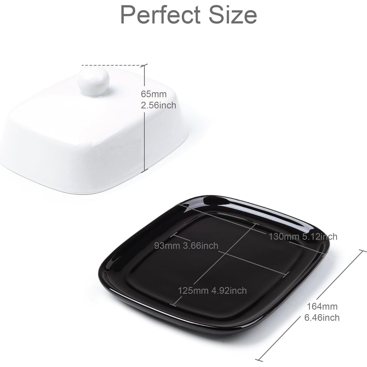 Plato de Mantequilla Cerámica Fangkuai Negro y Blanco 16.5x13.3cm