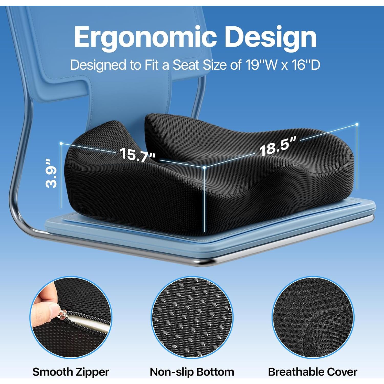 Cojín Ergonómico de Espuma Viscoelástica CJACSOC Negro XL