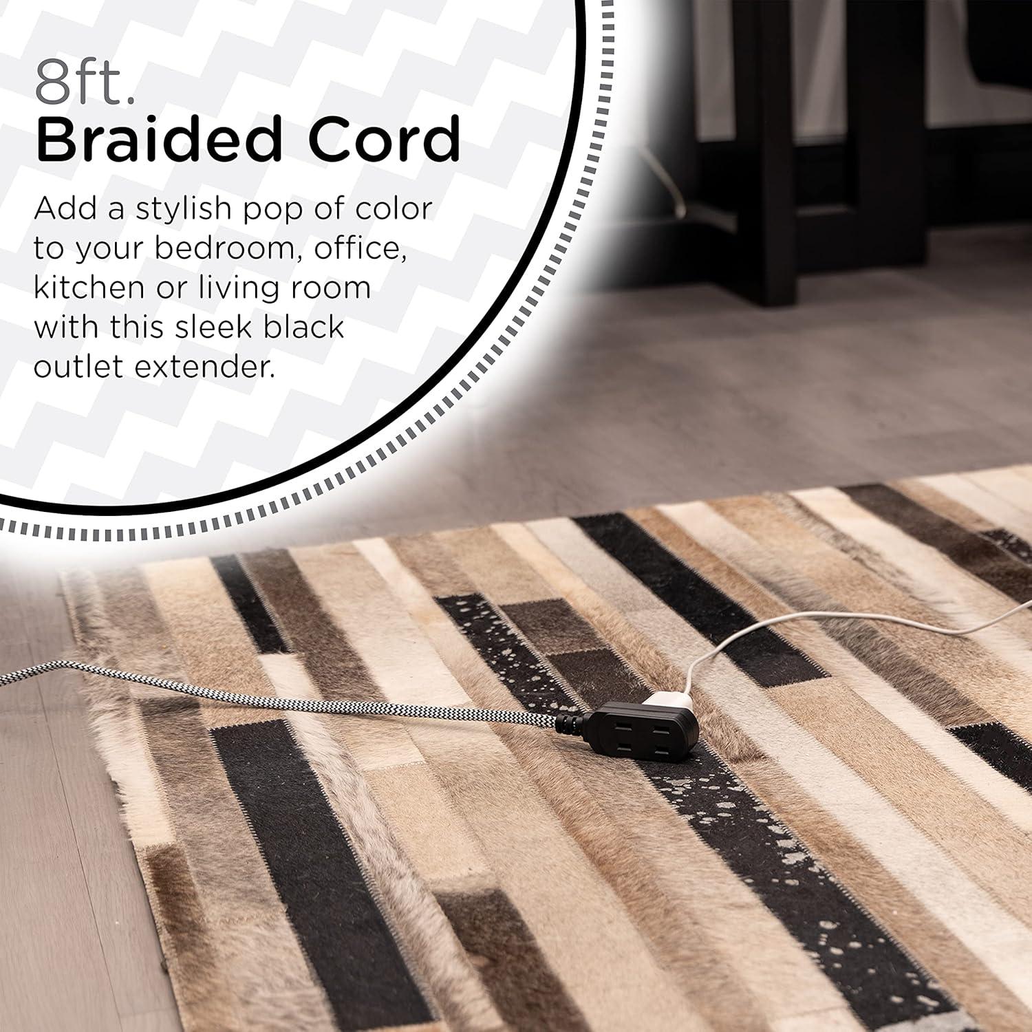 Regleta de Extensión Cordinate 3 Tomas 2 Clavijas 2.44m Negro/Blanco