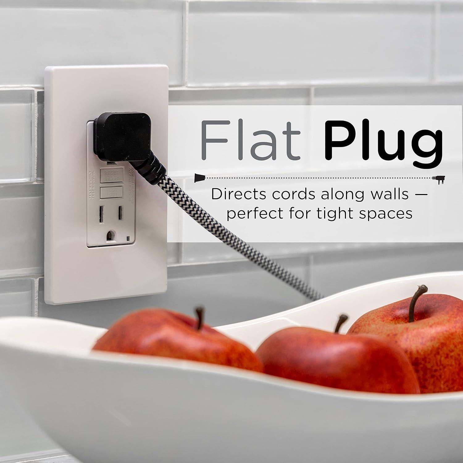 Regleta de Extensión Cordinate 3 Tomas 2 Clavijas 2.44m Negro/Blanco