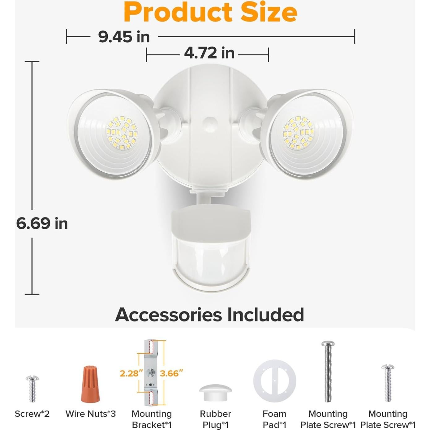 Luz de Seguridad LED UME con Sensor de Movimiento 27W 3000LM IP65