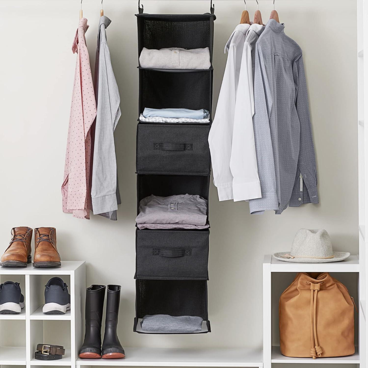Organizador de Closet Colgante Household Essentials 6 Estantes Negro