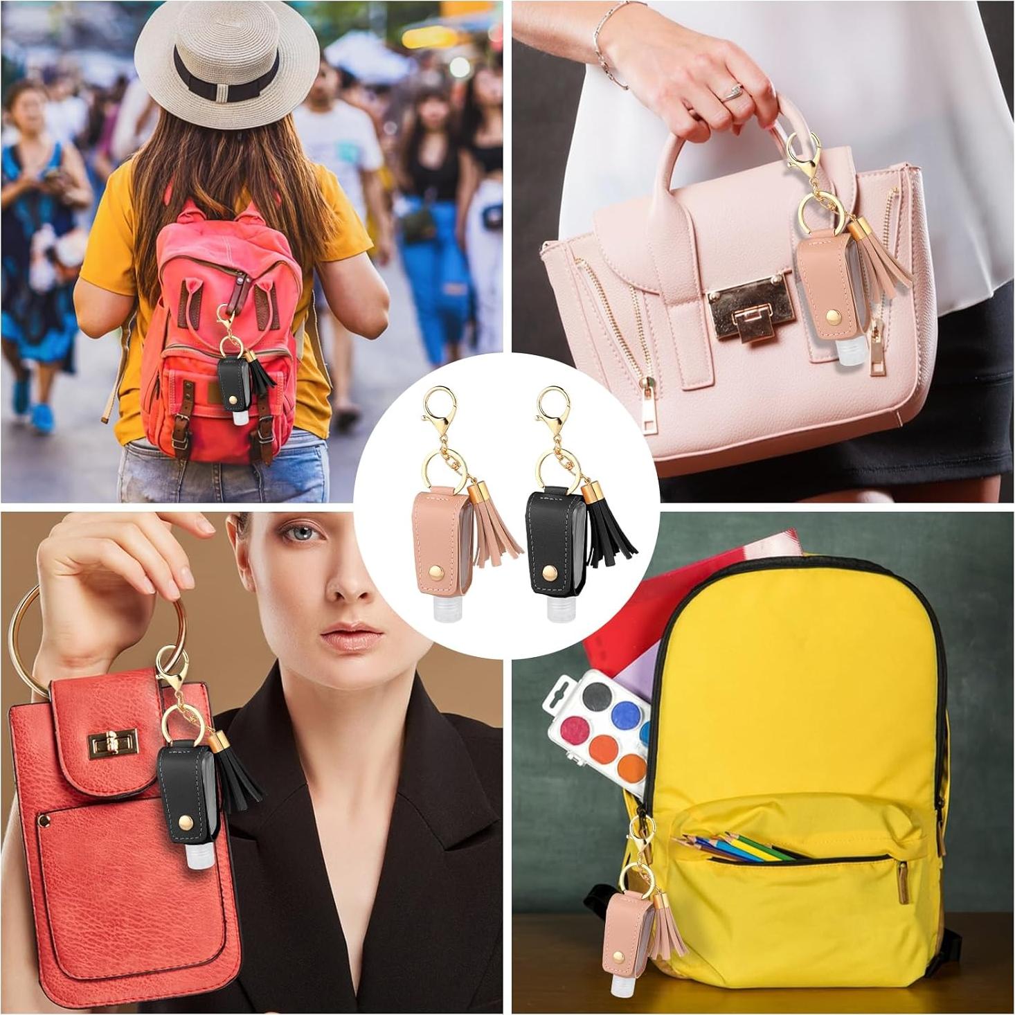 Soporte Gel Antibacterial Mozeat 2 Pcs Cuero Negro Rosa