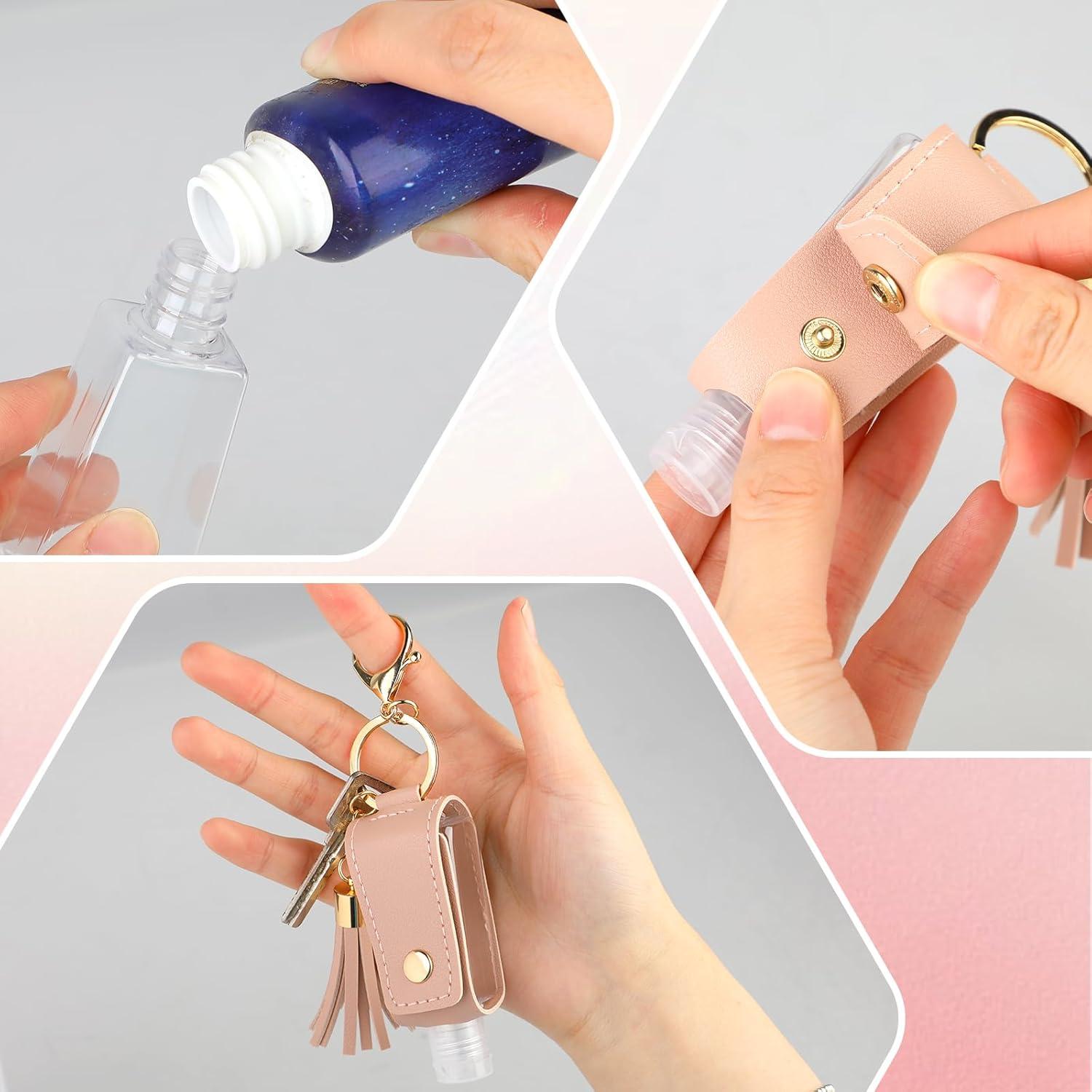 Soporte Gel Antibacterial Mozeat 2 Pcs Cuero Negro Rosa