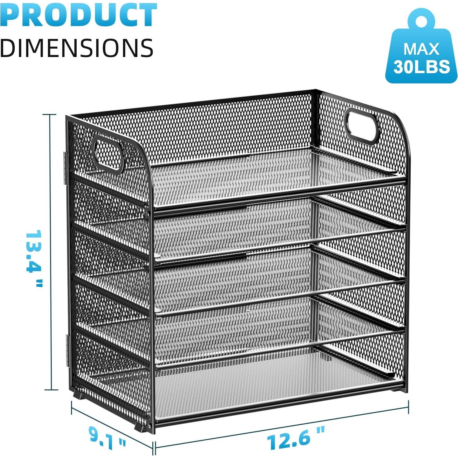 Organizador de Escritorio Marbrasse - Malla 5 Niveles Negro