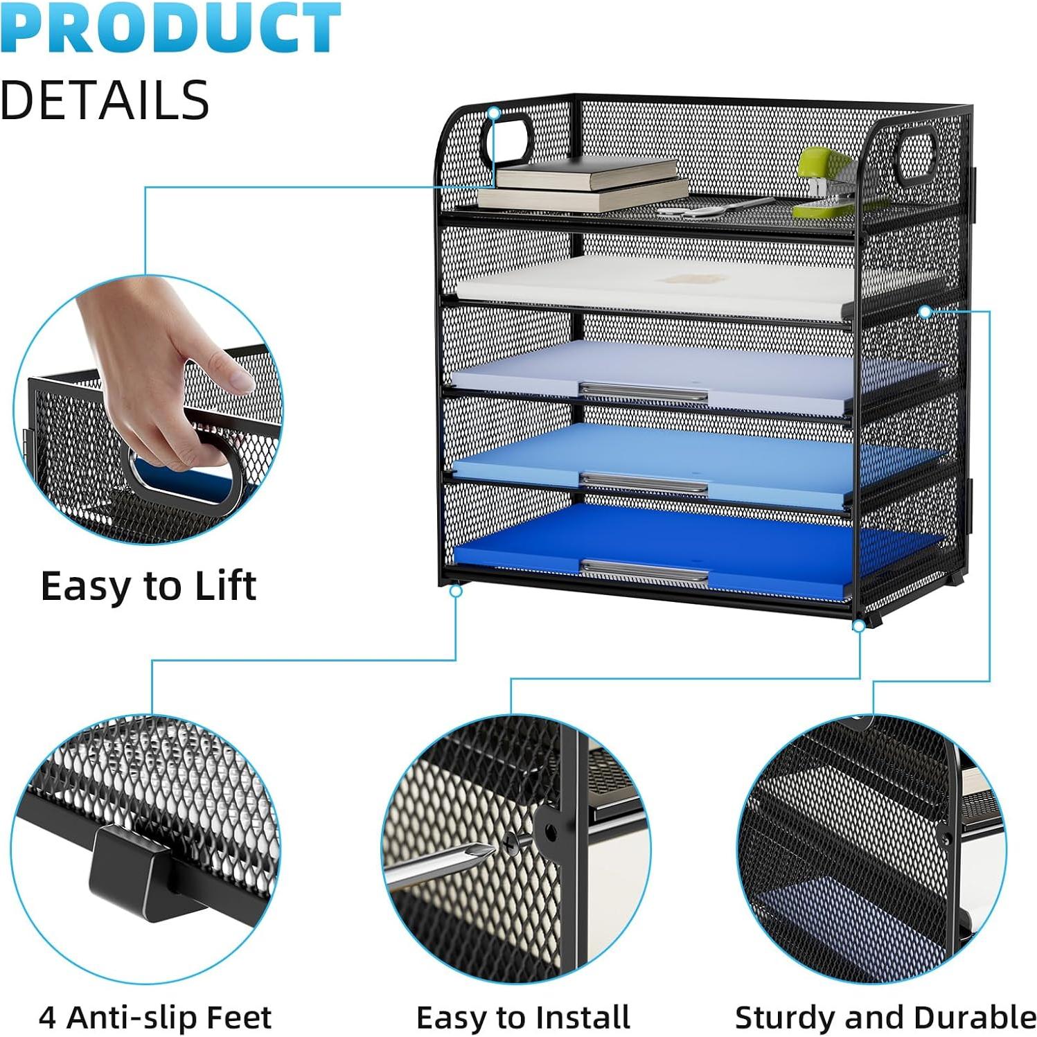 Organizador de Escritorio Marbrasse - Malla 5 Niveles Negro