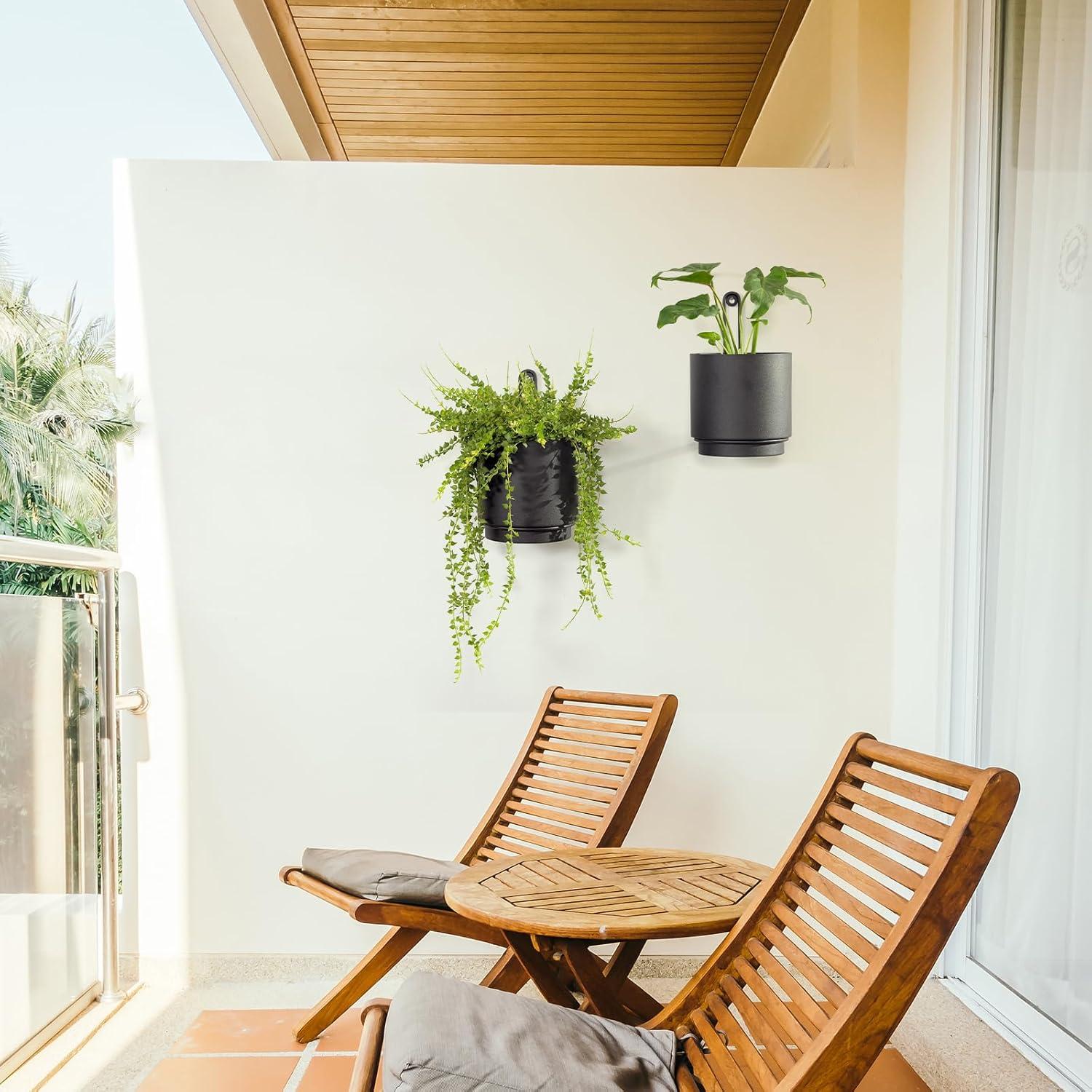 2 Macetas Colgantes CISEANOL de Metal 15 cm Modernas Negras