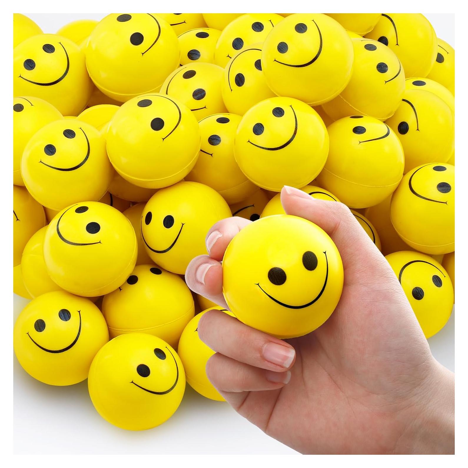 40 Pelotas Antiestrés Amarillas Gabotrie 5 cm Carita Sonriente