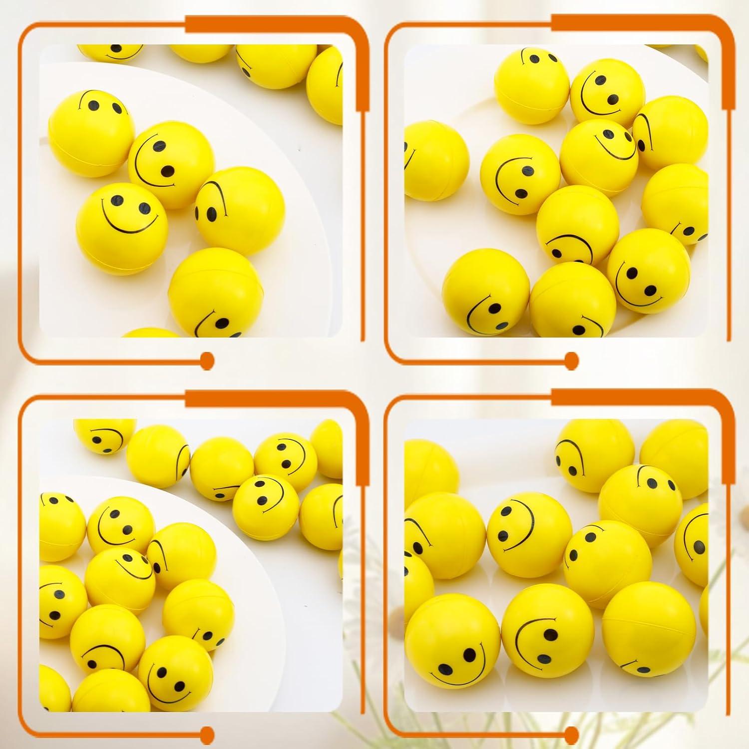 40 Pelotas Antiestrés Amarillas Gabotrie 5 cm Carita Sonriente