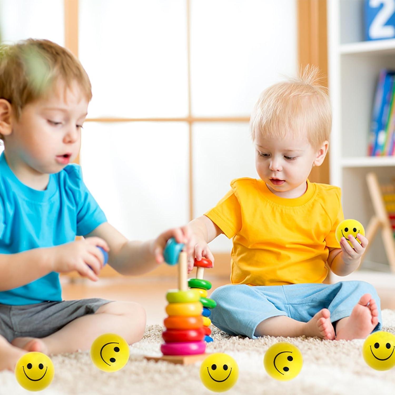 40 Pelotas Antiestrés Amarillas Gabotrie 5 cm Carita Sonriente