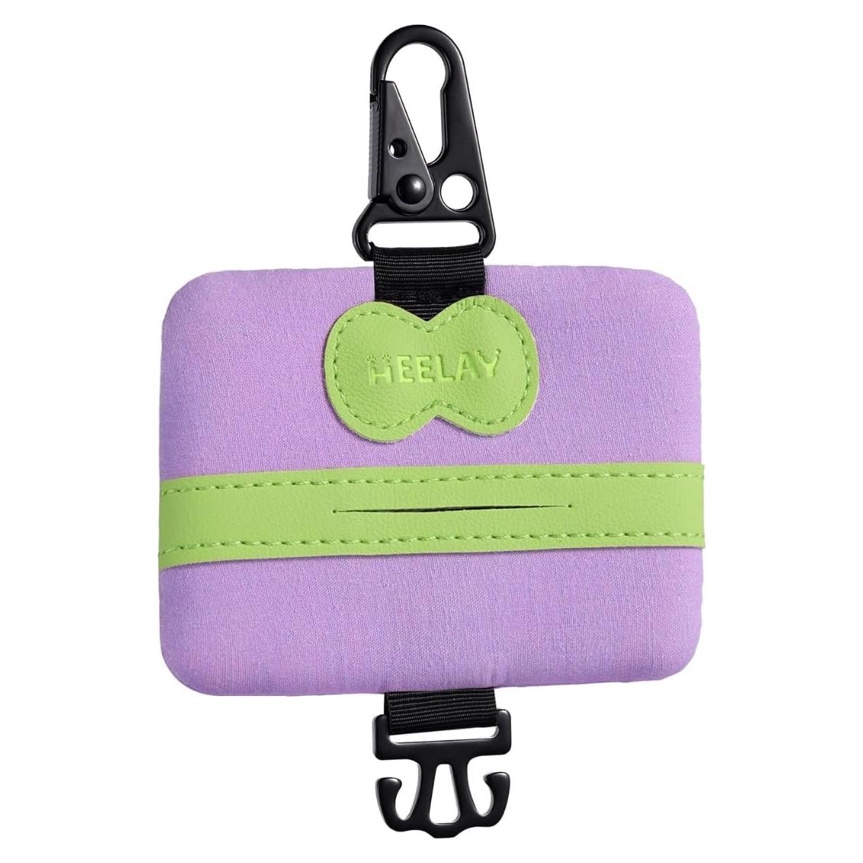 Soporte para bolsas de caca de perro Heelay morado, manos libres