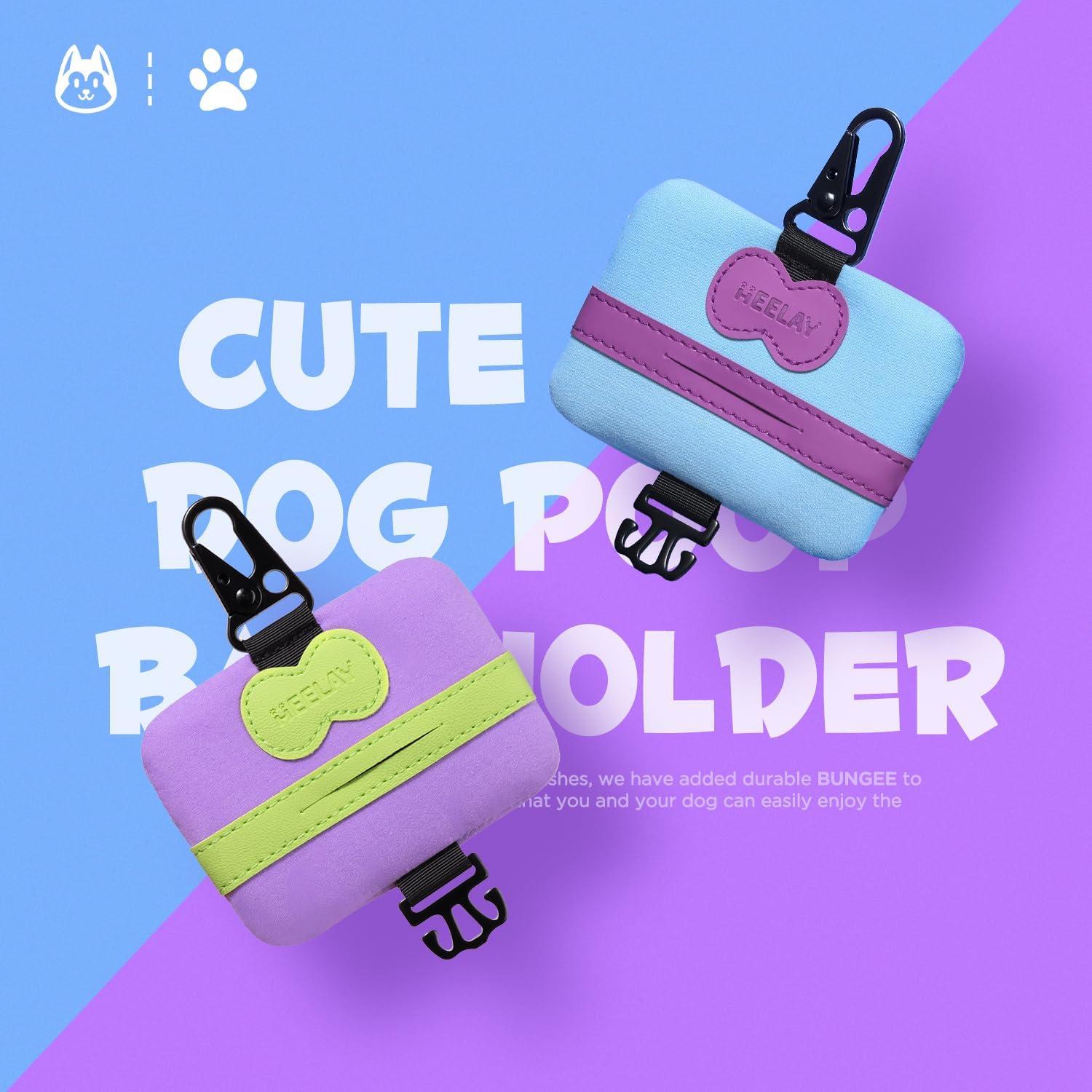 Soporte para bolsas de caca de perro Heelay morado, manos libres