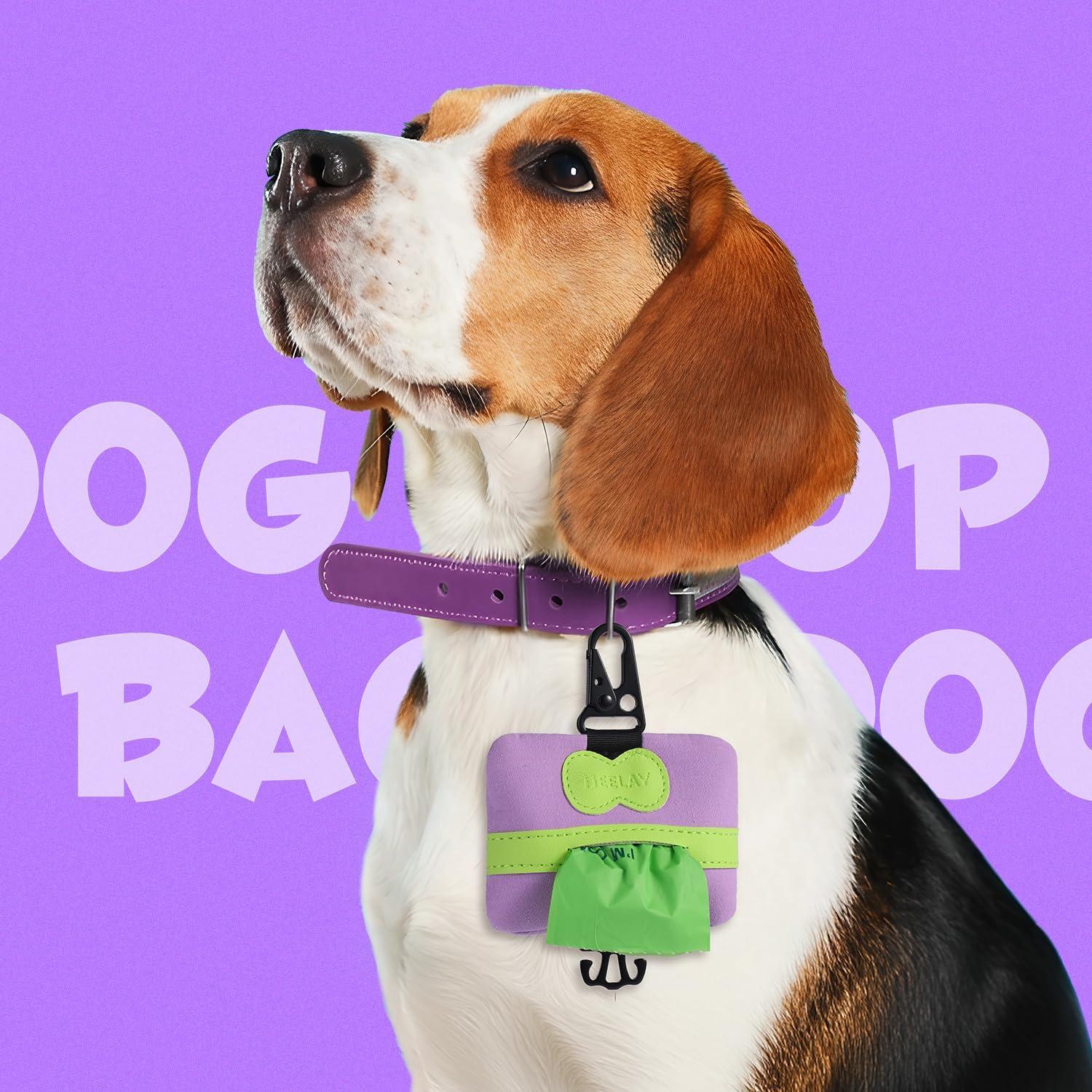 Soporte para bolsas de caca de perro Heelay morado, manos libres