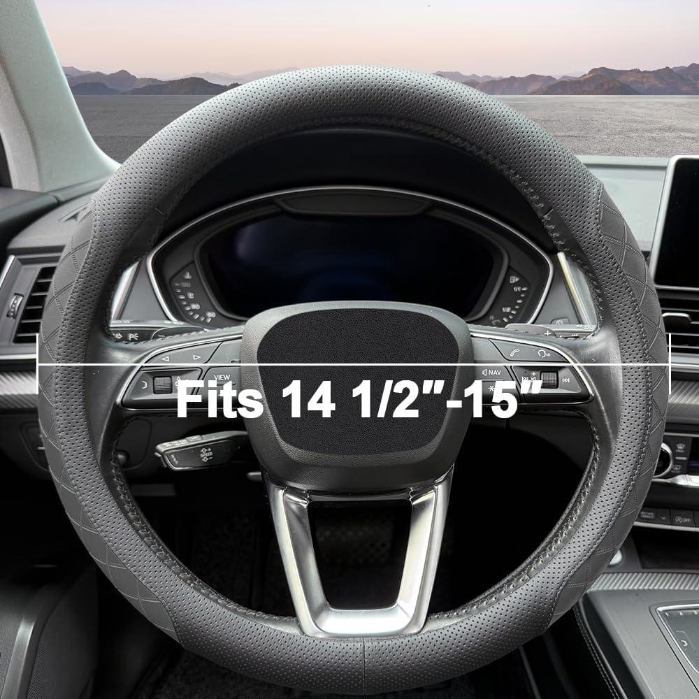 Cubierta de Volante de Cuero Nappa LKWLIKEI 14.5-15" Negro