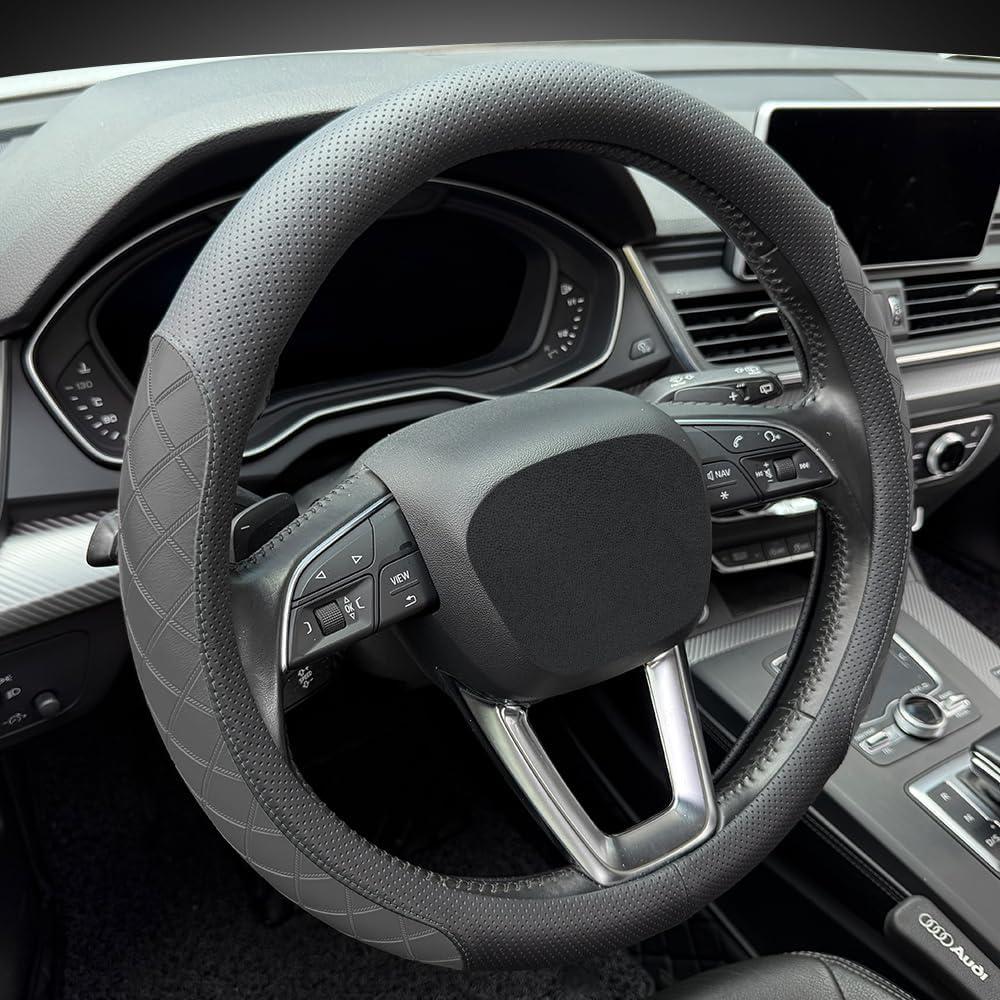 Cubierta de Volante de Cuero Nappa LKWLIKEI 14.5-15" Negro