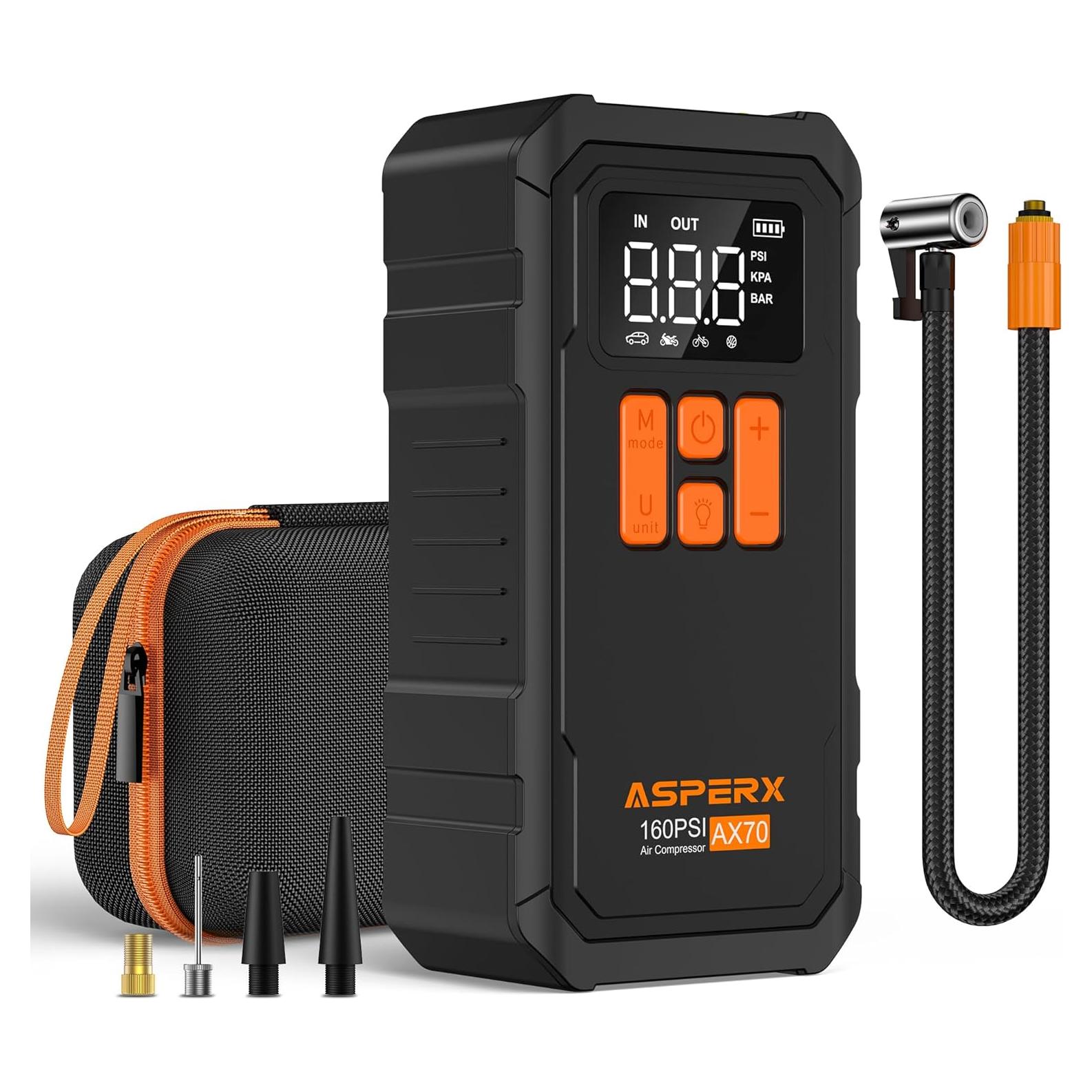 Compresor de Aire Portátil AsperX 160 PSI Batería 10000mAh