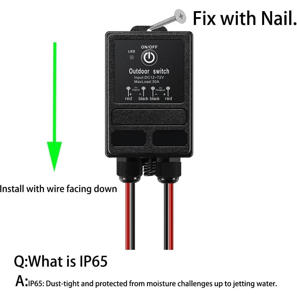Interruptor Remoto Inalámbrico ZHOFONET IP65 40A DC12V-72V