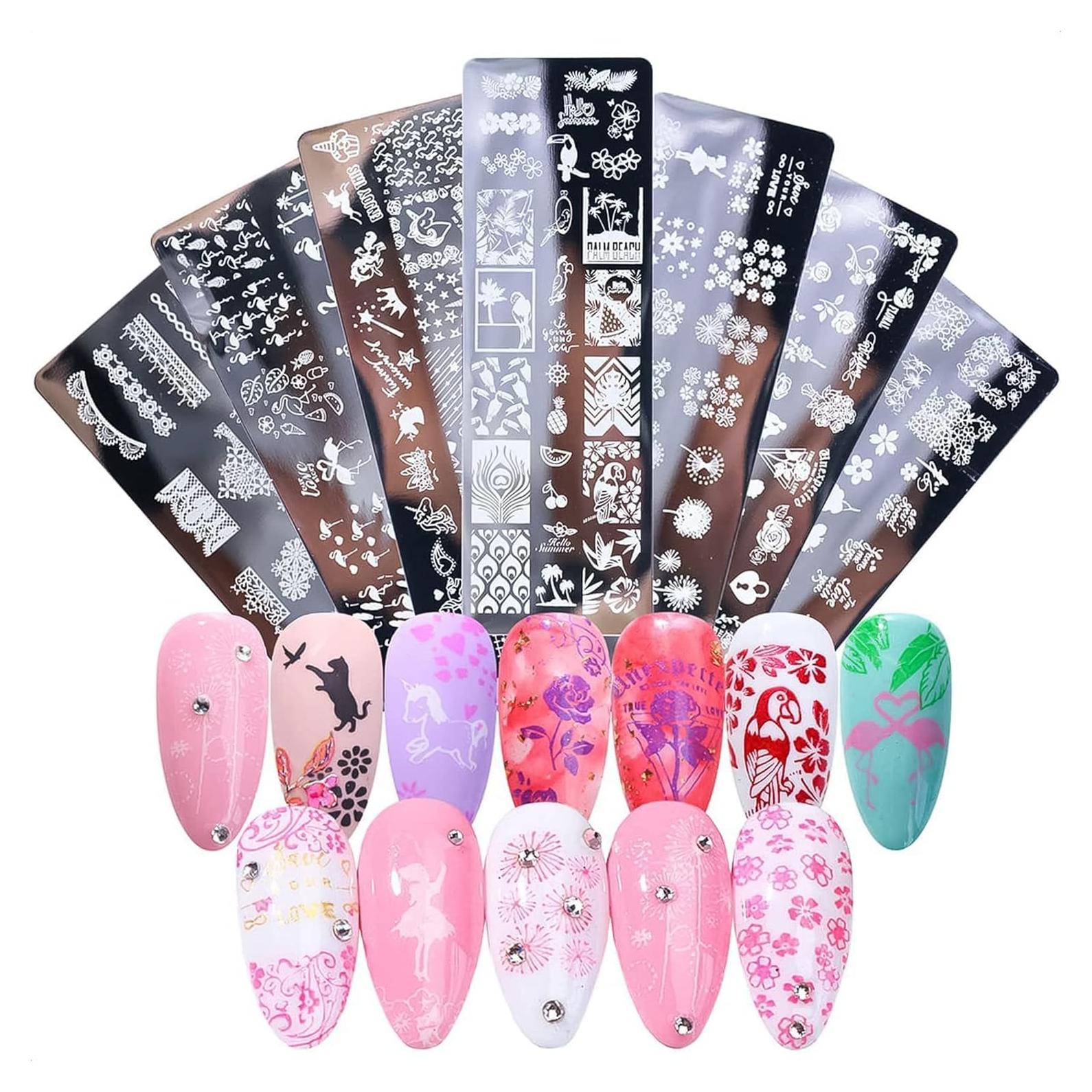 Kit de Estampado de Uñas Tesorrio - 12 Placas de Acero Inoxidable