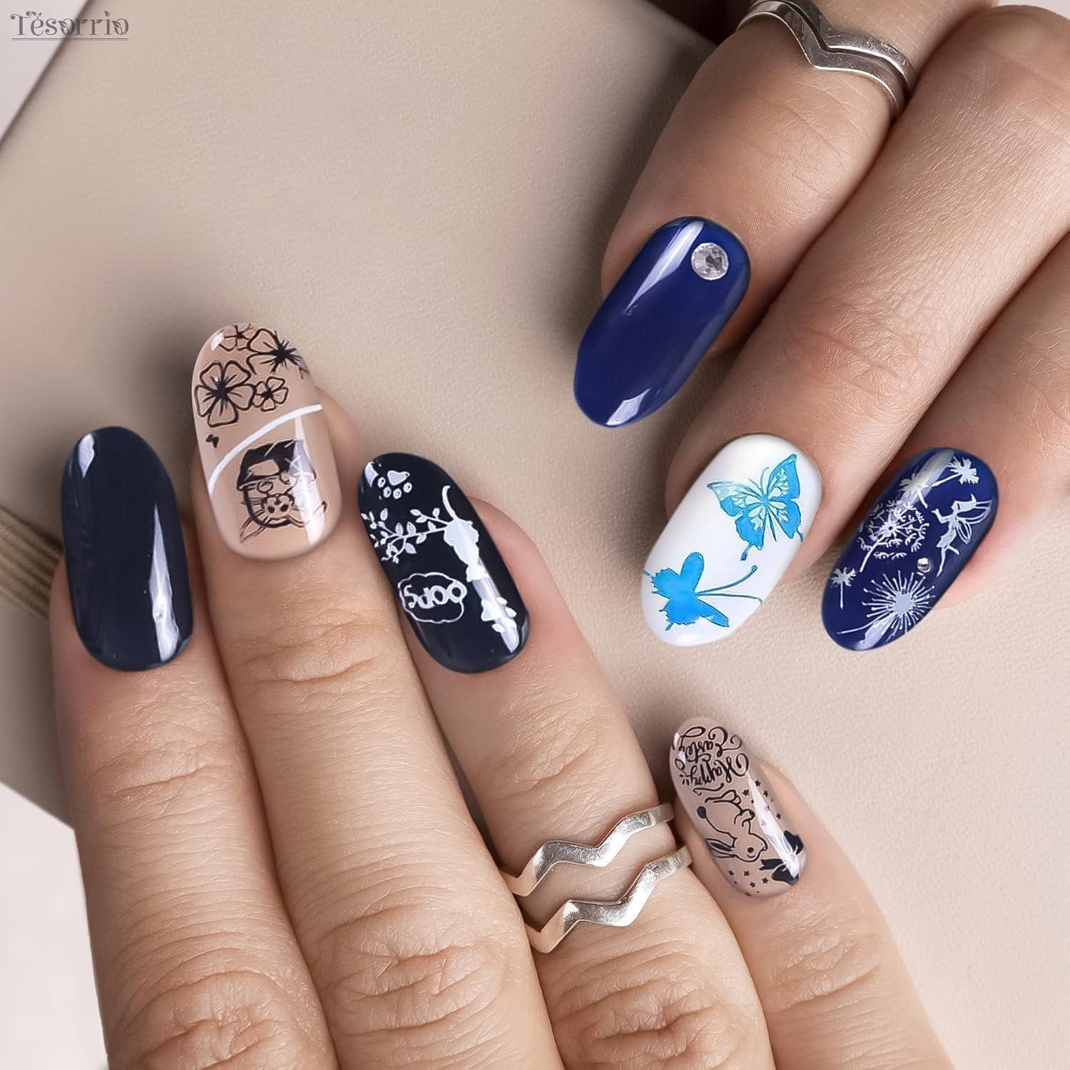 Kit de Estampado de Uñas Tesorrio - 12 Placas de Acero Inoxidable