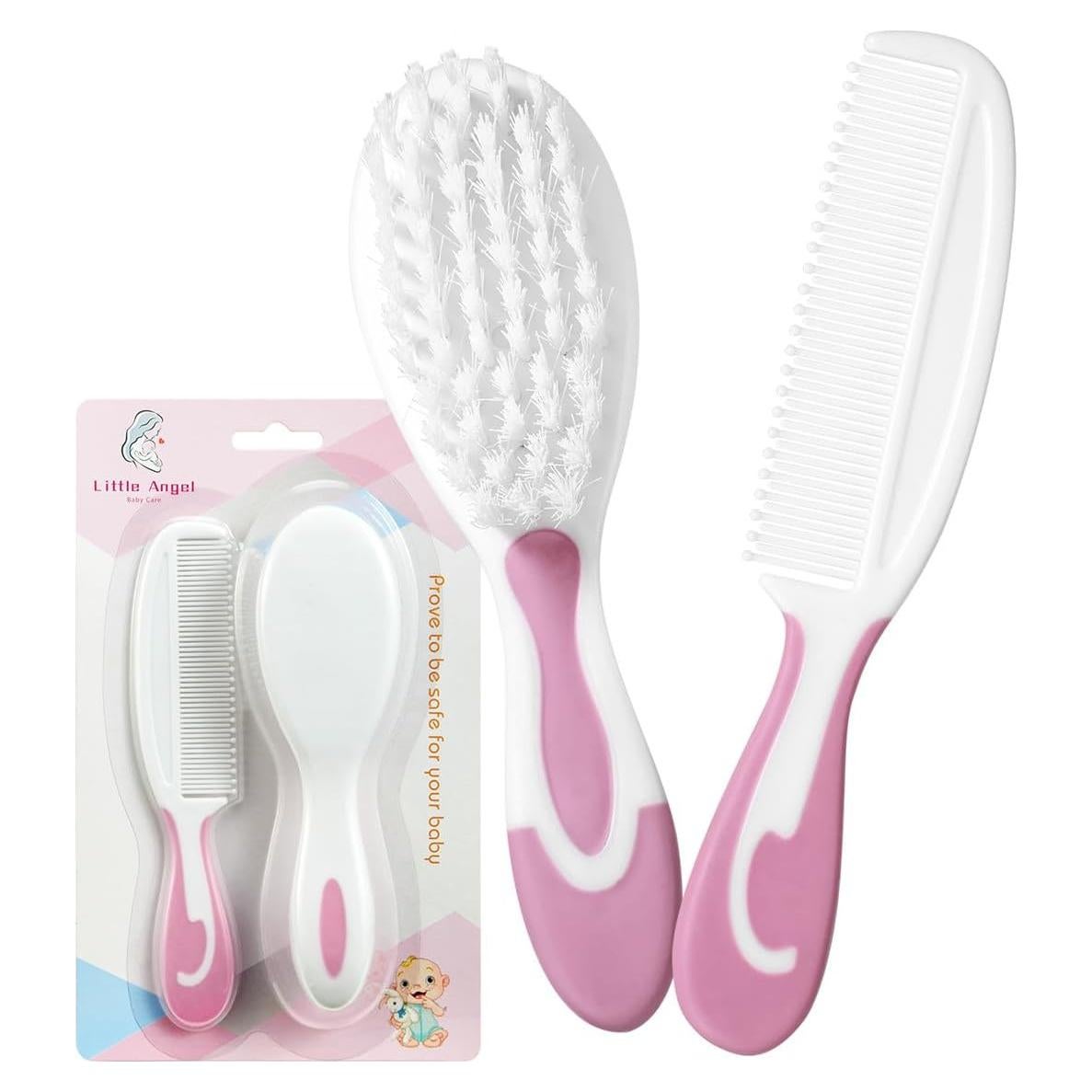 Juego de Cepillos y Peines para Bebés Little Angel Rosa