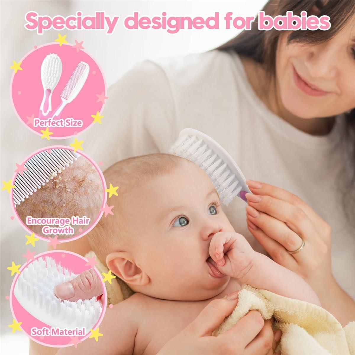 Juego de Cepillos y Peines para Bebés Little Angel Rosa