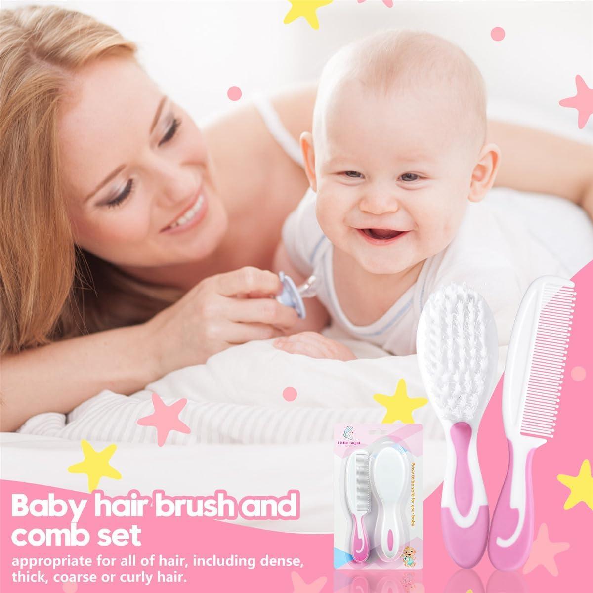 Juego de Cepillos y Peines para Bebés Little Angel Rosa