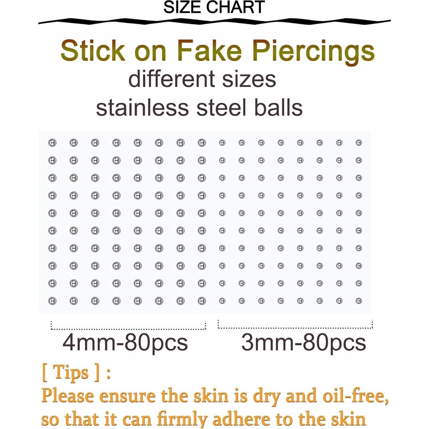 Falsos Piercings Adhesivos Longita - 450 Piezas para Nariz, Ceja y Labio