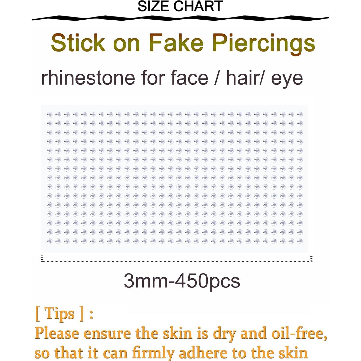 Falsos Piercings Adhesivos Longita - 450 Piezas para Nariz, Ceja y Labio