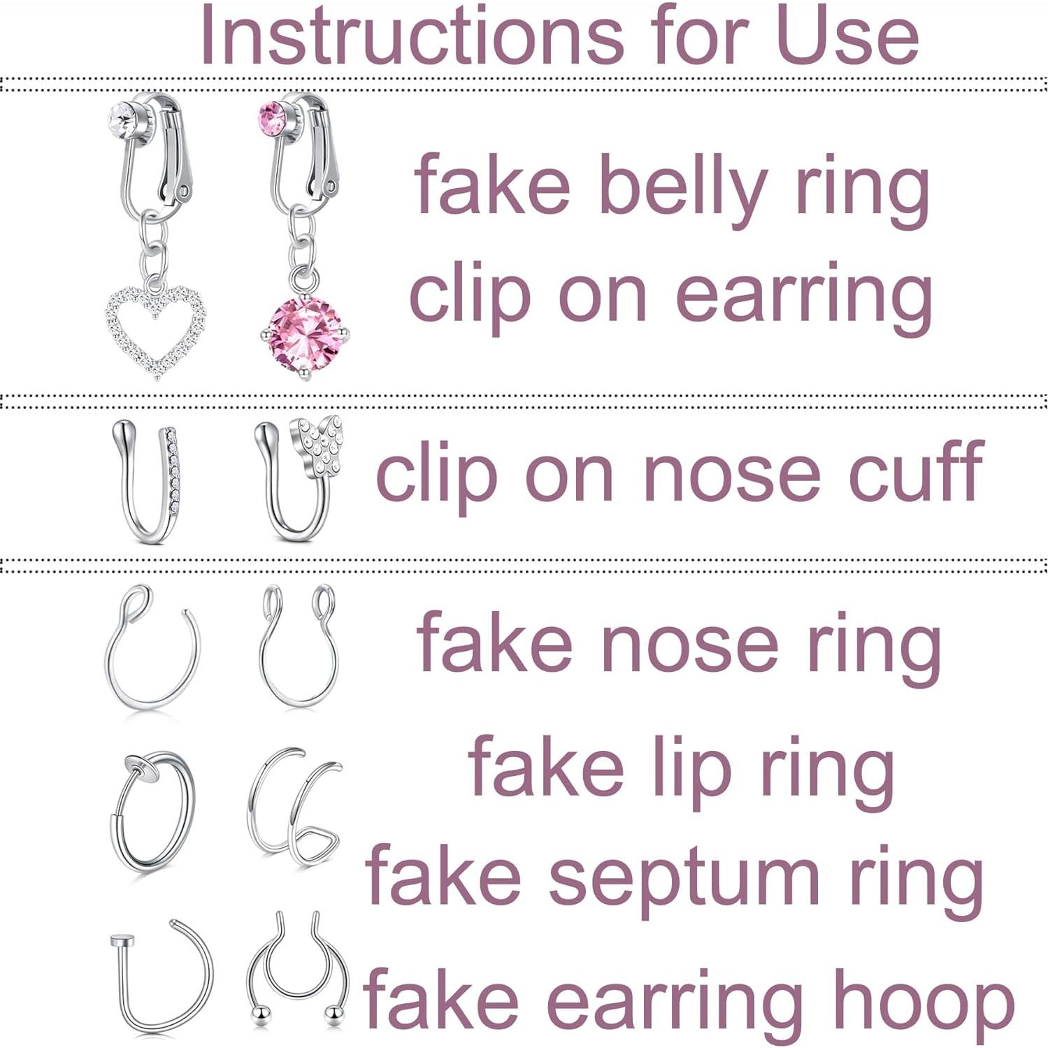 Falsos Piercings Adhesivos Longita - 450 Piezas para Nariz, Ceja y Labio