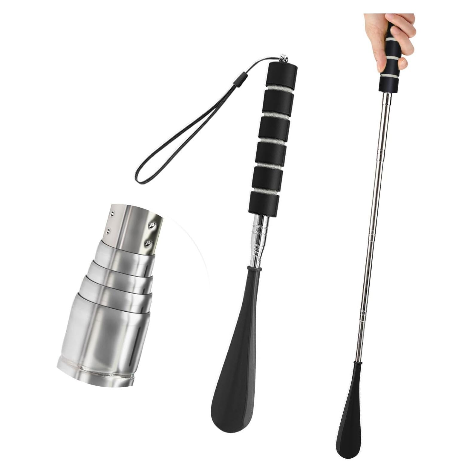 Cuerno de zapato telescópico ajustable de acero inoxidable negro