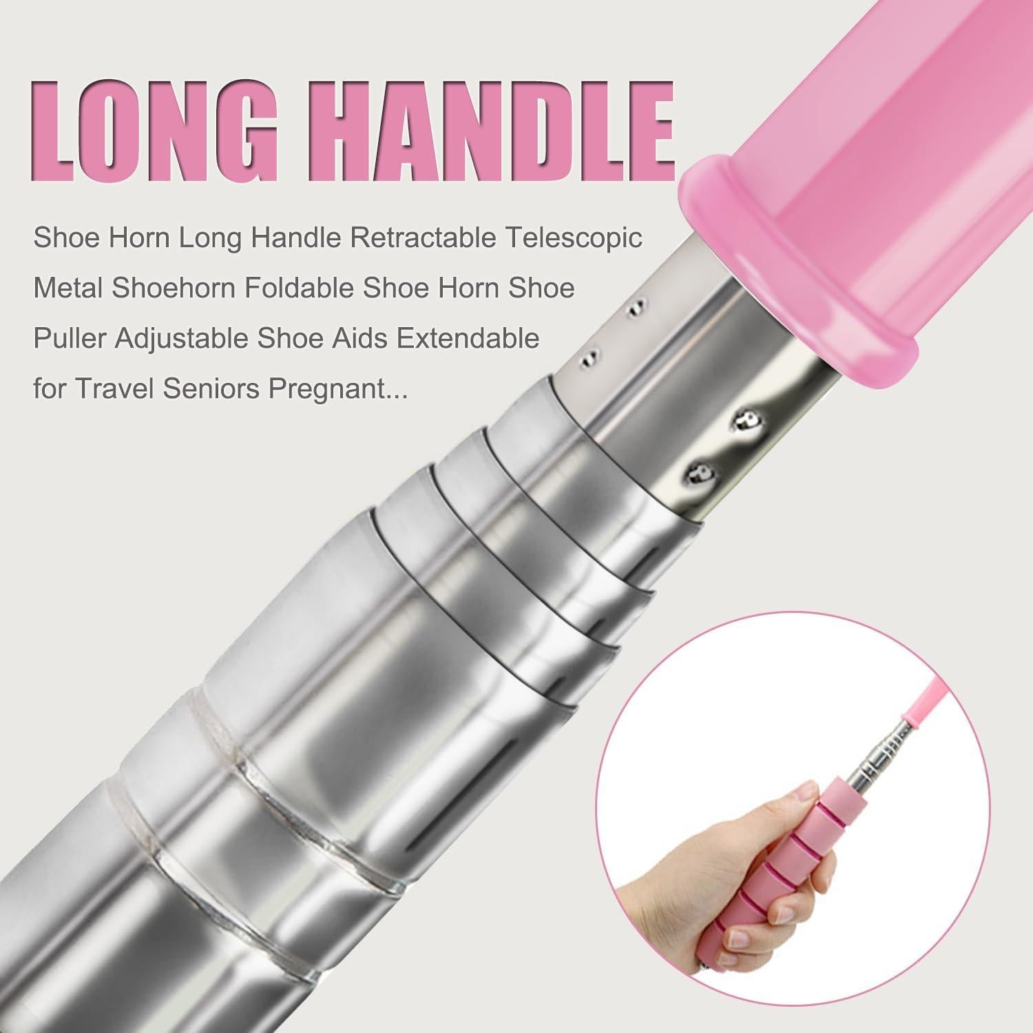 Cuerno de zapato telescópico ajustable de acero inoxidable negro