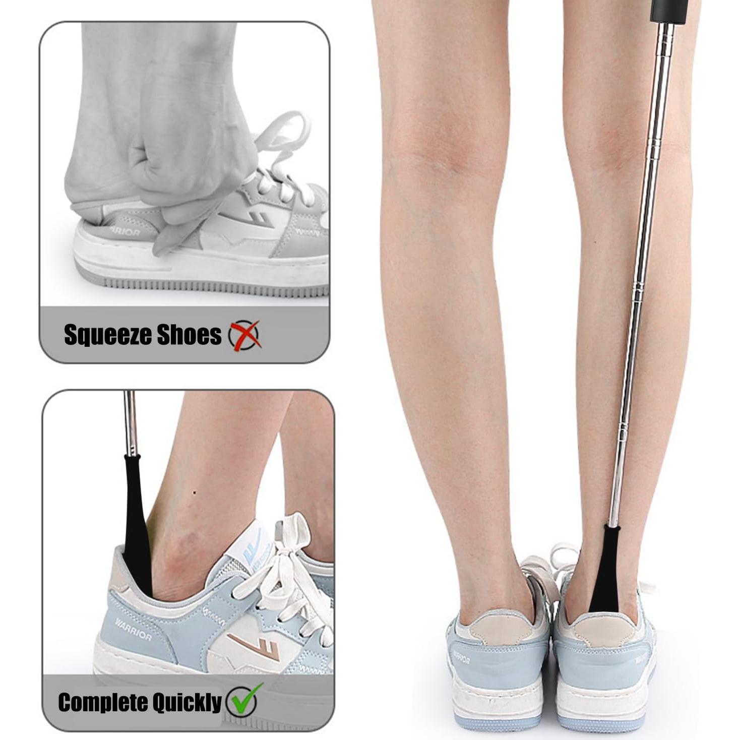 Cuerno de zapato telescópico ajustable de acero inoxidable negro