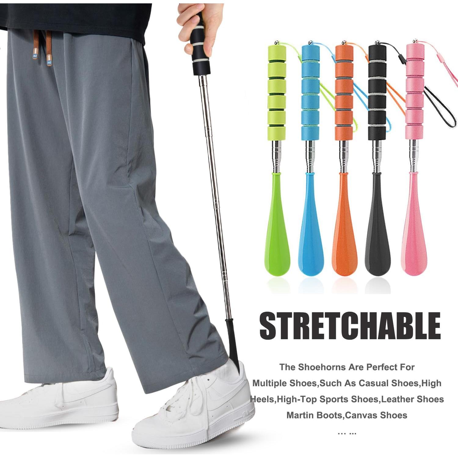 Cuerno de zapato telescópico ajustable de acero inoxidable negro