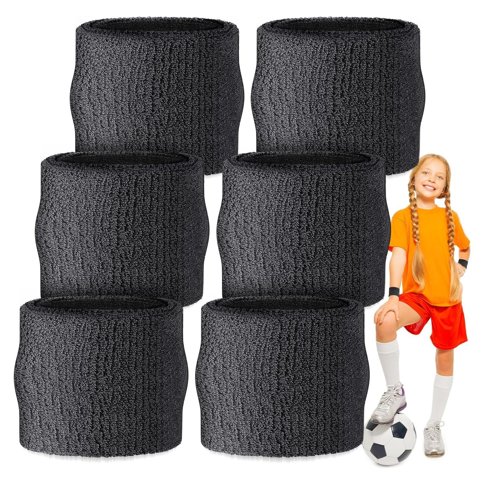 Muñequera Deportiva Wettarn para Niños - 3 Pares Negras