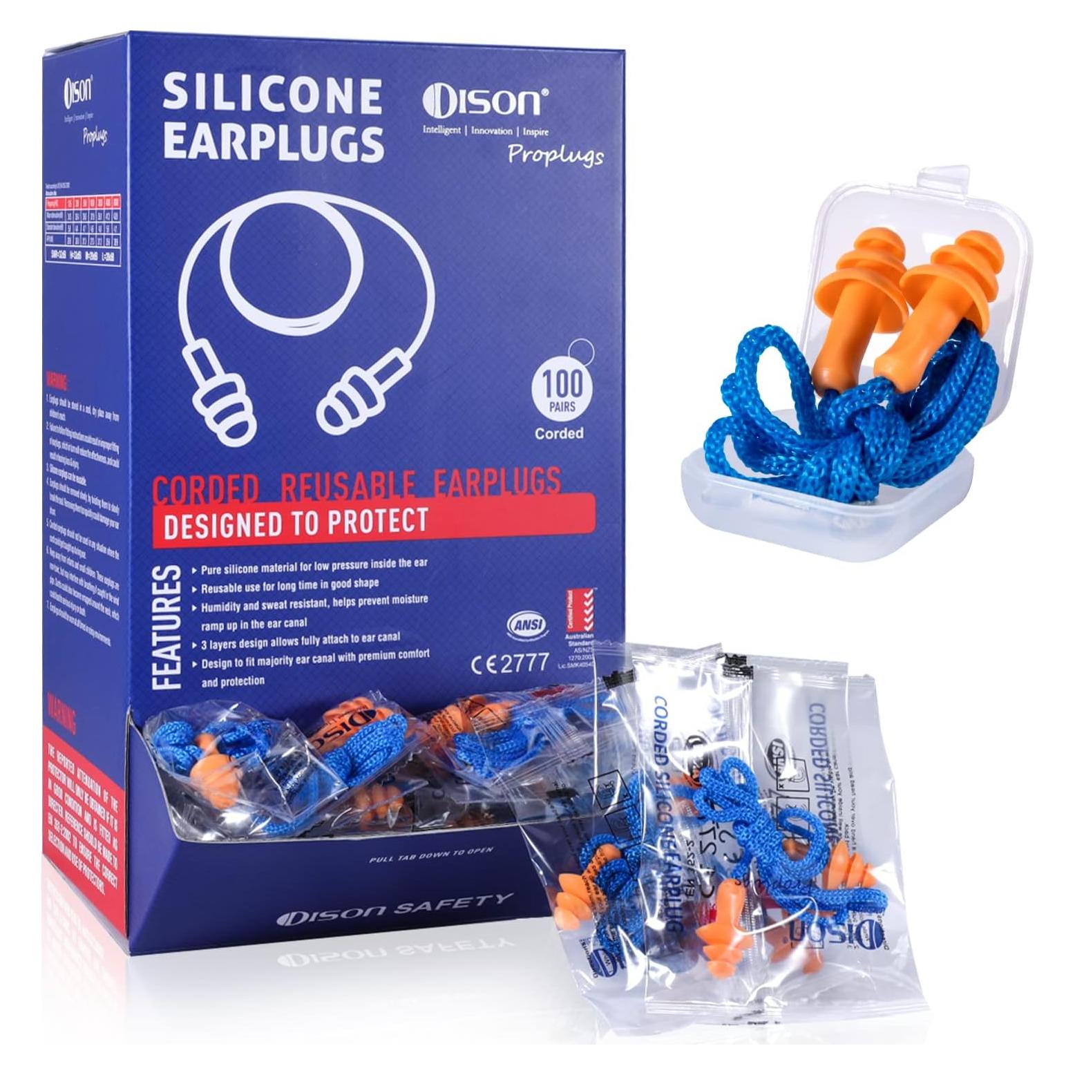 Tapones de Silicona Reutilizables DISON 32dB 100 Pares