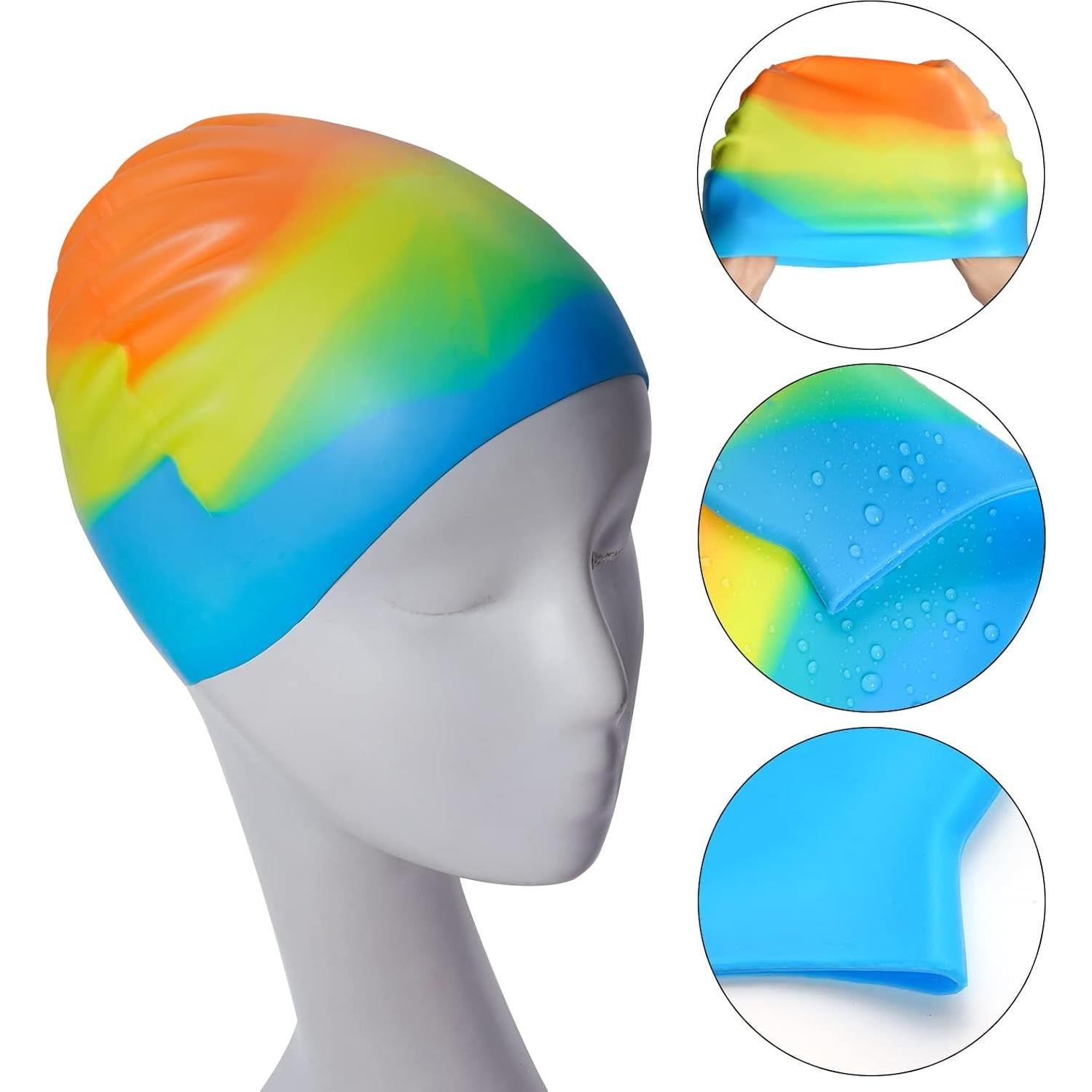 6 Gorros de Natación de Silicona Unisex Tayfremn Multicolor