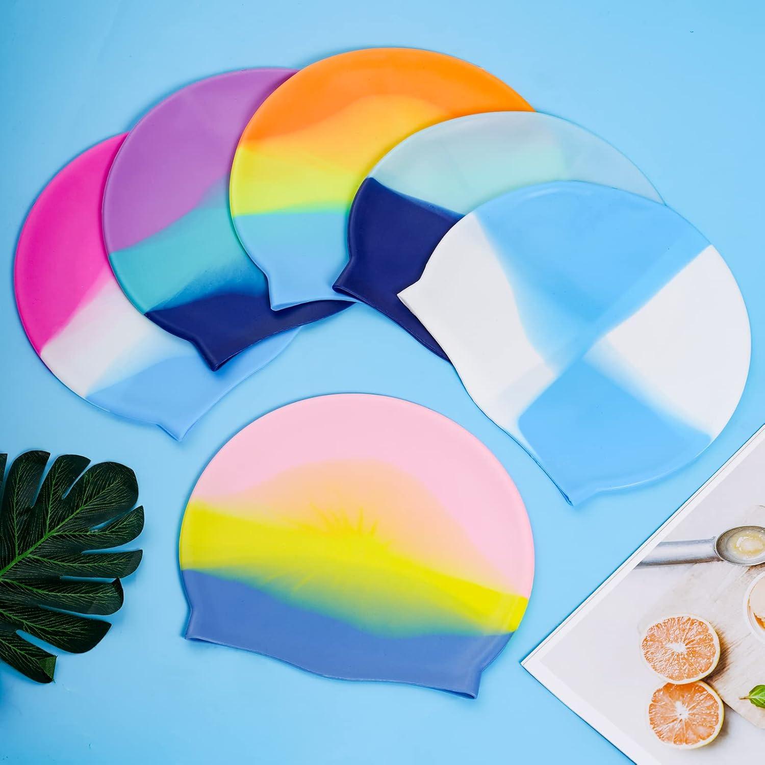 6 Gorros de Natación de Silicona Unisex Tayfremn Multicolor