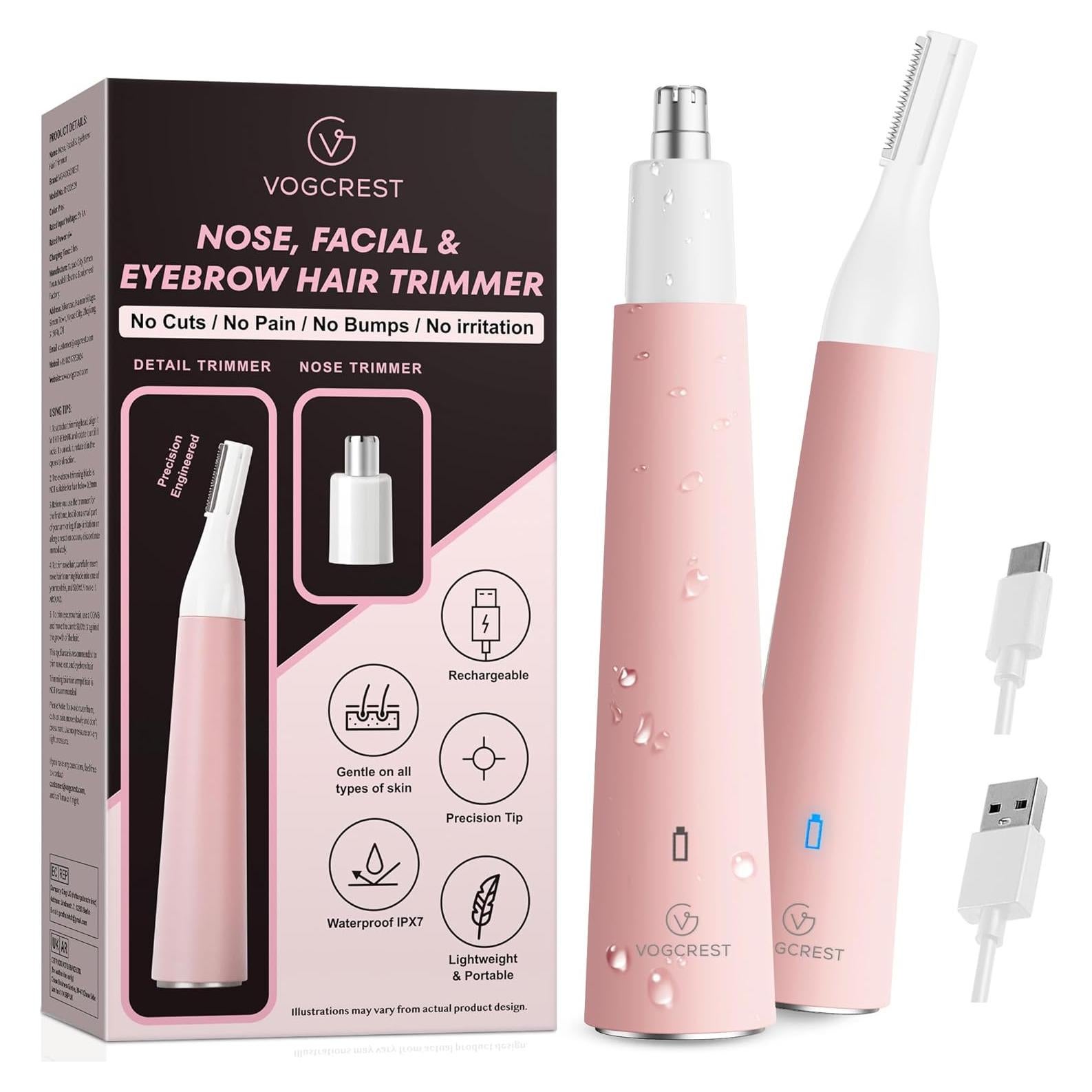 Recortador de Vello Nasal VG VOGCREST Rosa Recargable IPX7