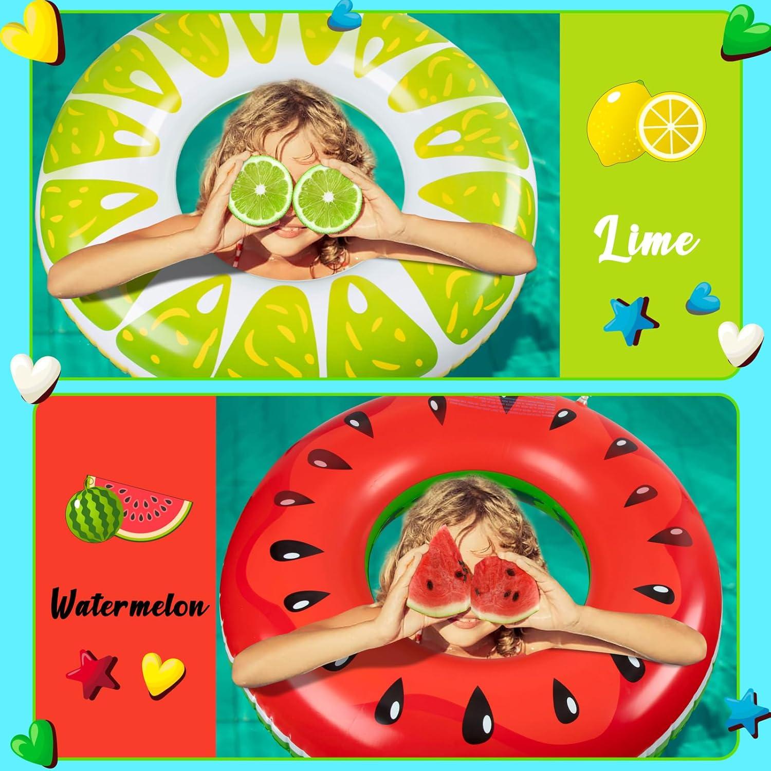 Flotadores de Fruta 90shine 2PCS - Sandía y Lima para Piscina