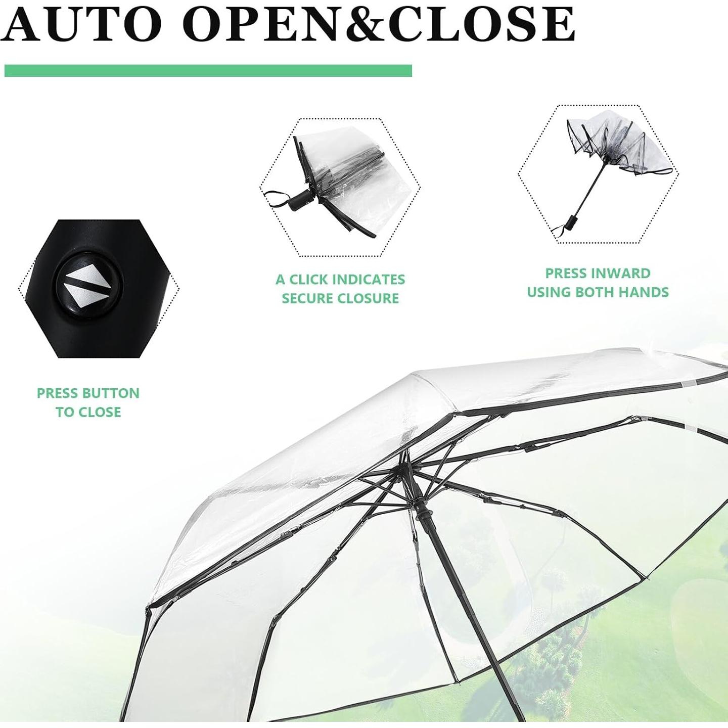 Sombrilla Transparente Automática OUYESGL Plegable 28cm