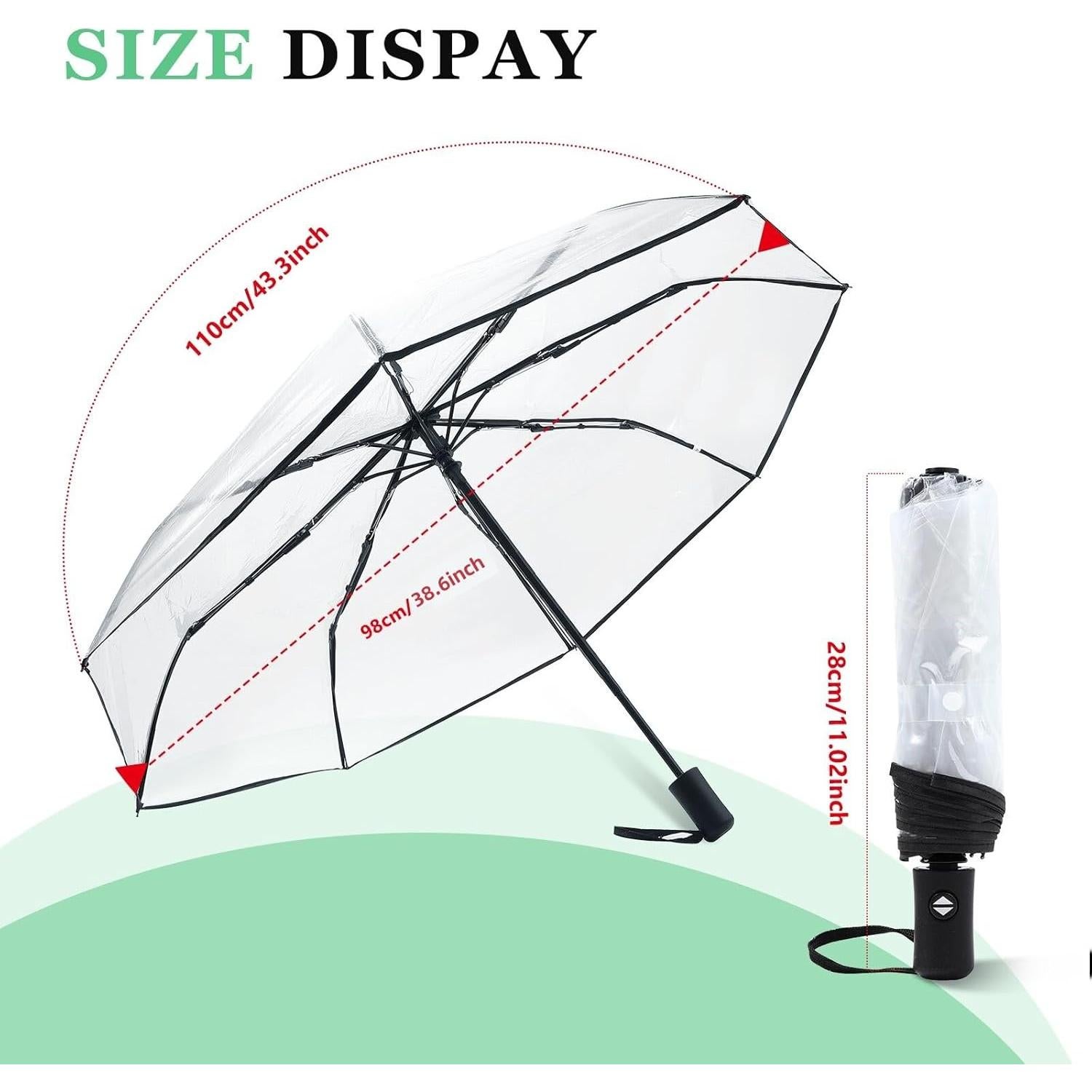 Sombrilla Transparente Automática OUYESGL Plegable 28cm