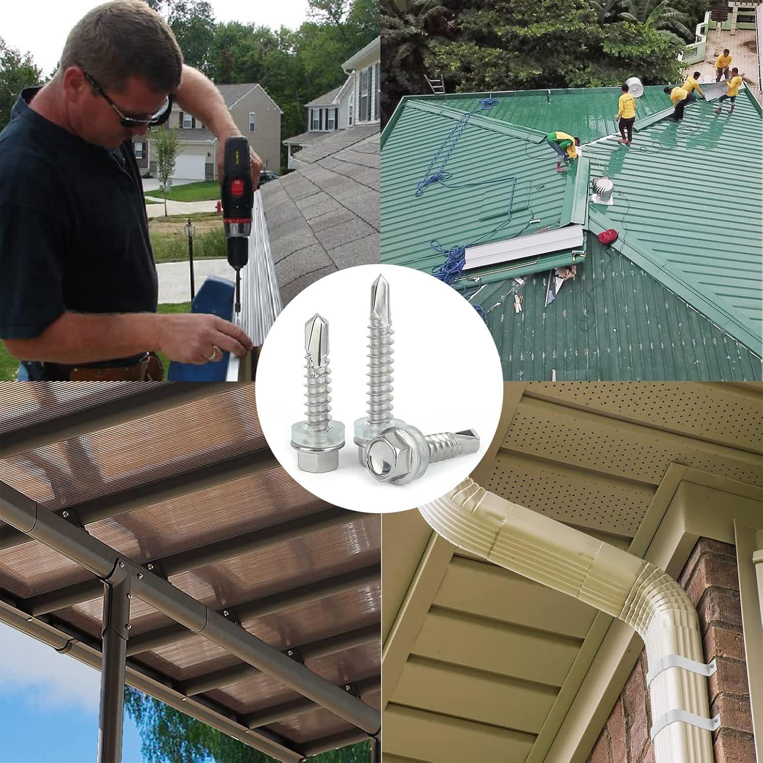 80 Tornillos Autoperforantes Hexagonales LERNOU Acero Inoxidable 410