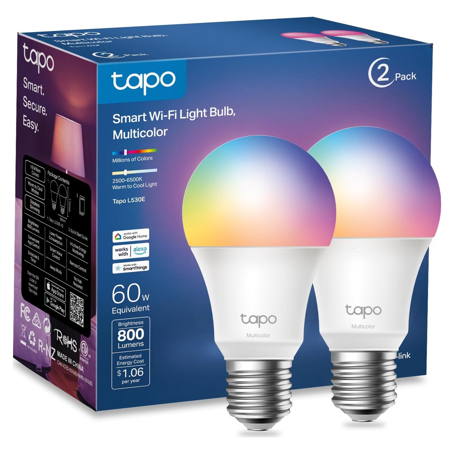 Bombillas Inteligentes TP-Link Tapo L530E, RGBW, 800LM, 2-Pack