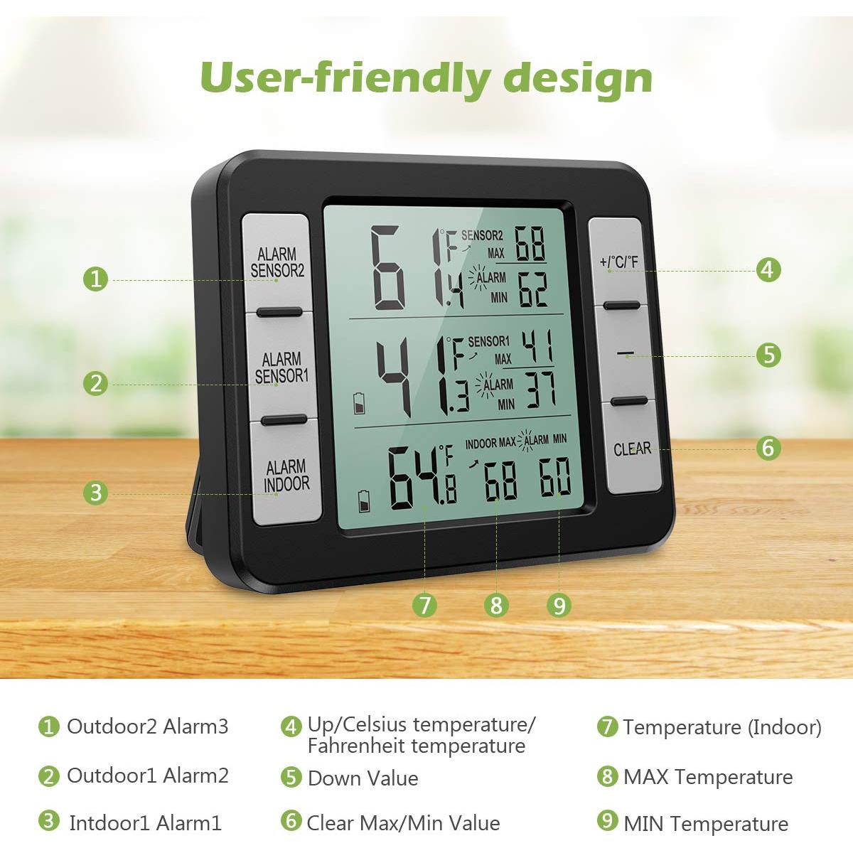 Termómetro Digital Inalámbrico KeeKit para Refrigerador y Congelador