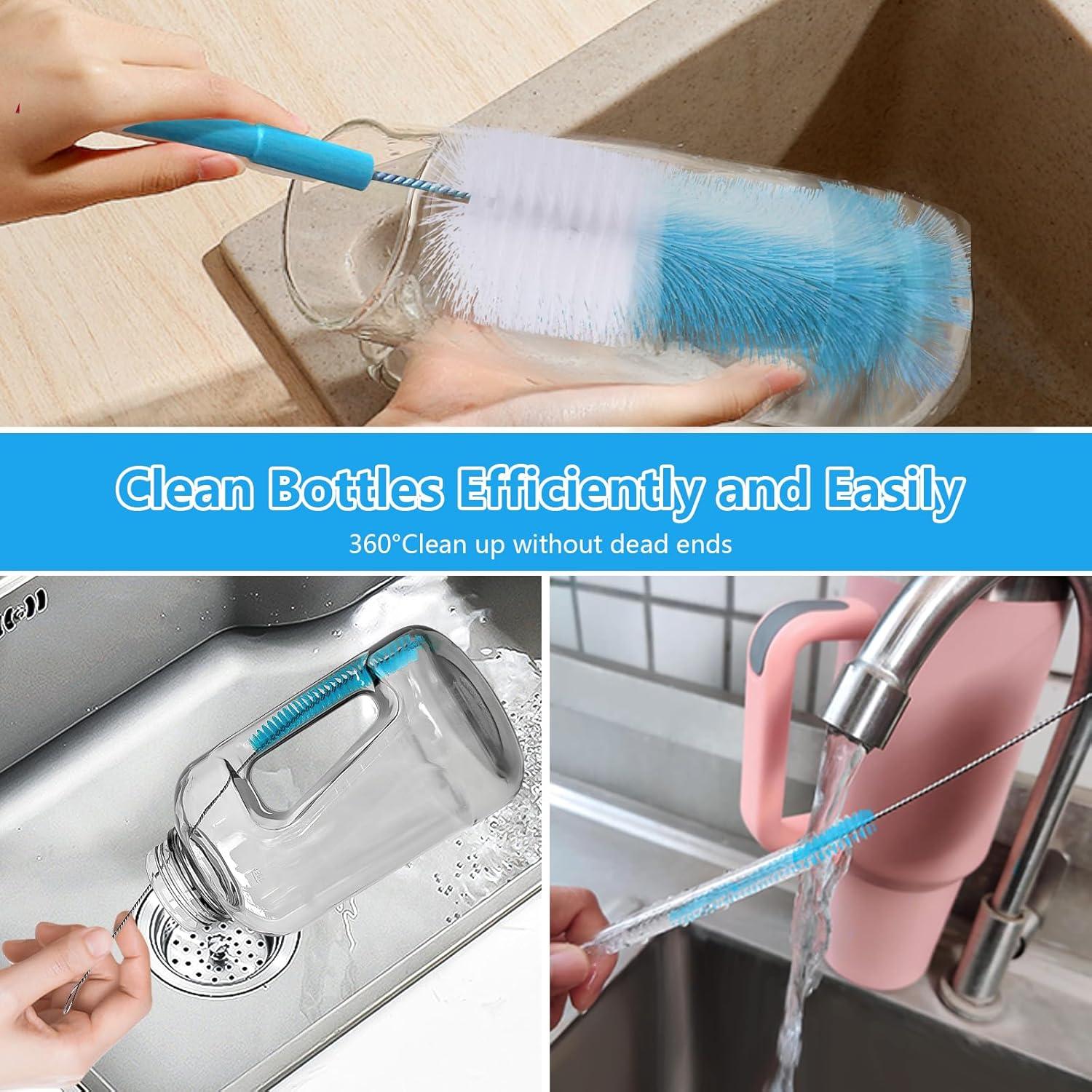 Juego de 5 cepillos limpiadores de botellas TooLe - Acero inoxidable y nylon