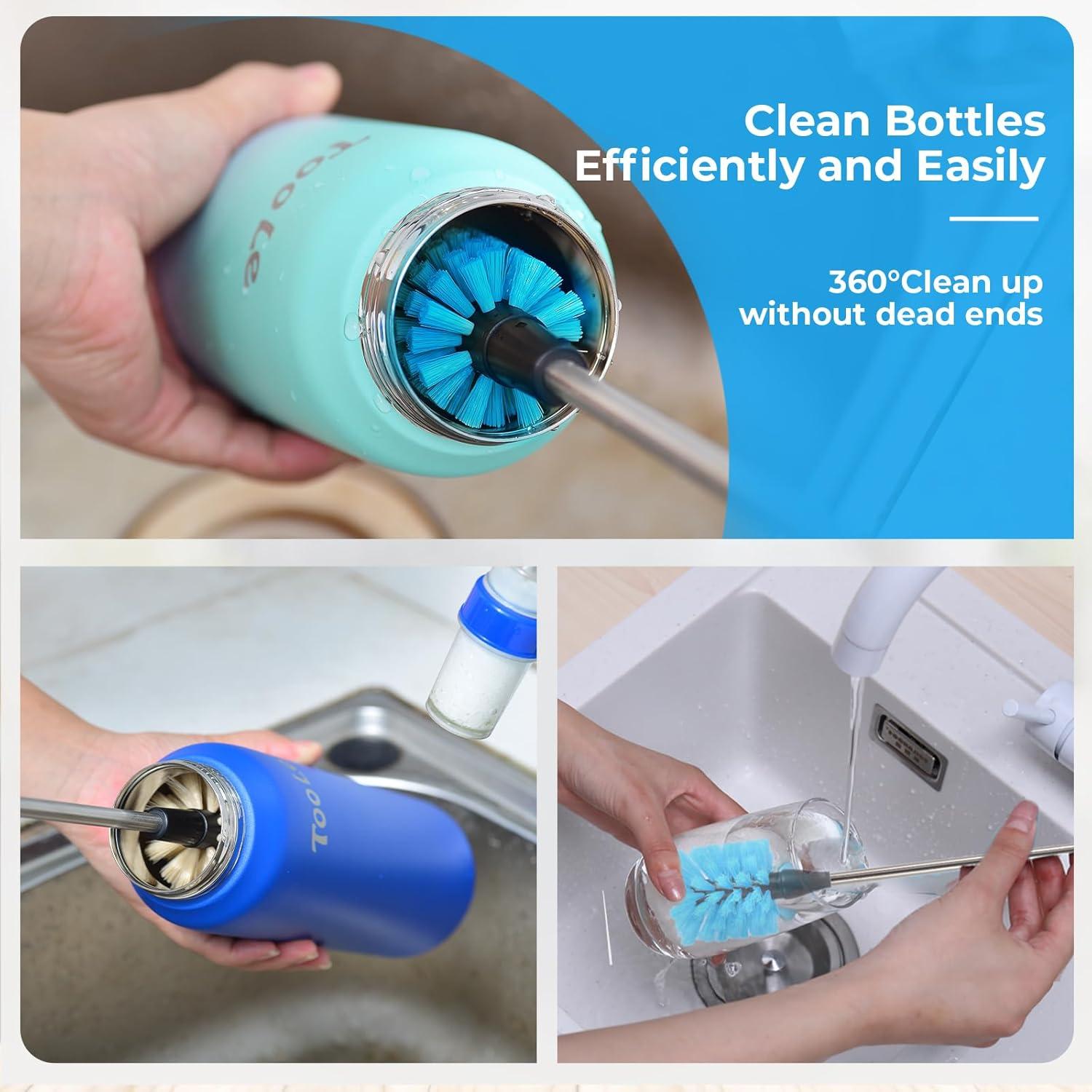 Juego de 5 cepillos limpiadores de botellas TooLe - Acero inoxidable y nylon